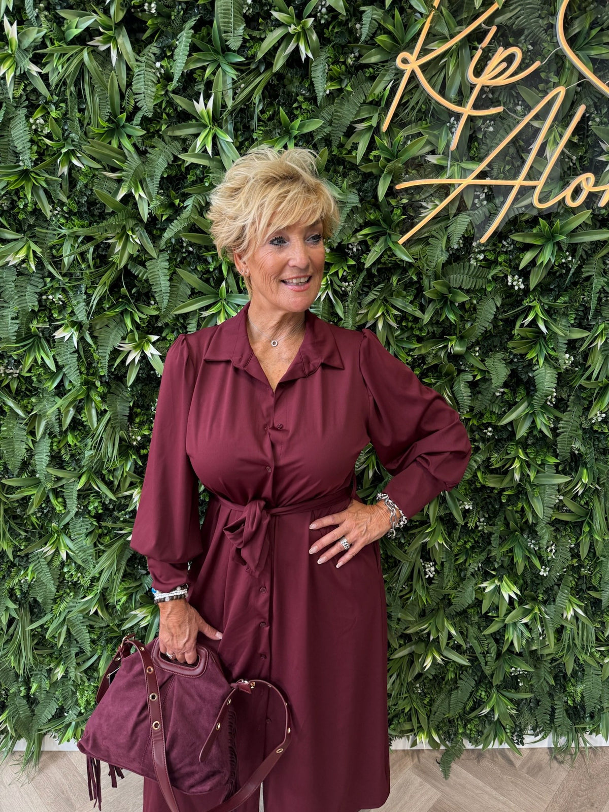 Lange travel jurk bordeaux
