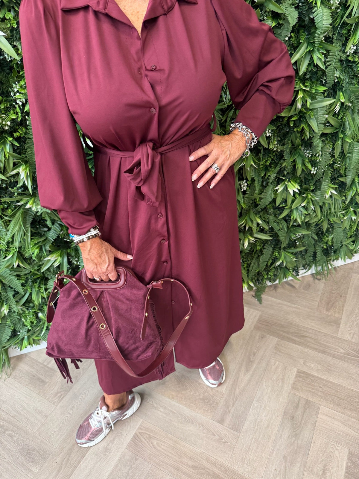 Lange travel jurk bordeaux