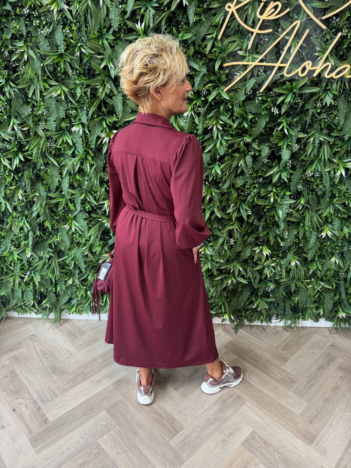 Lange travel jurk bordeaux