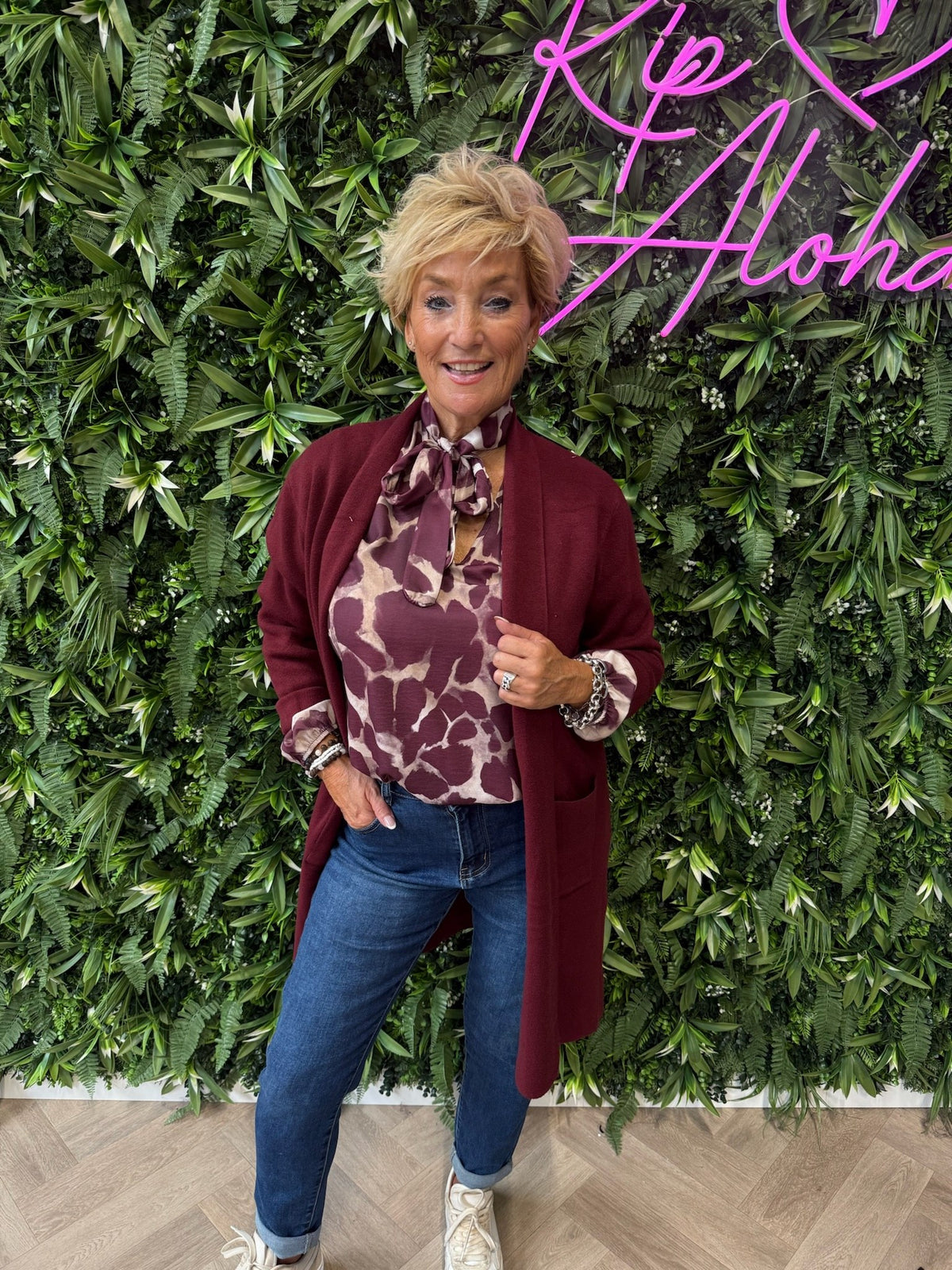 Half lang vest uni bordeaux