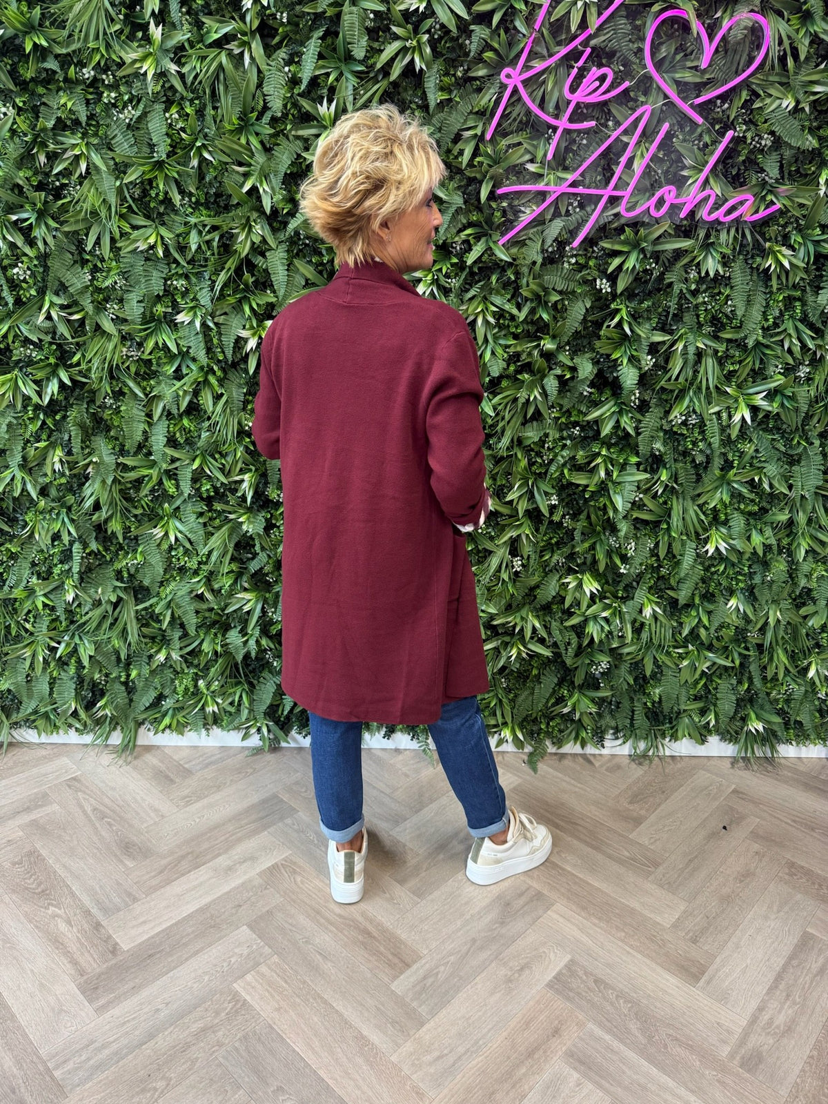 Half lang vest uni bordeaux