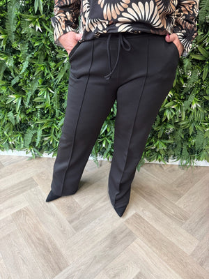 Wijde broek met naad zwart