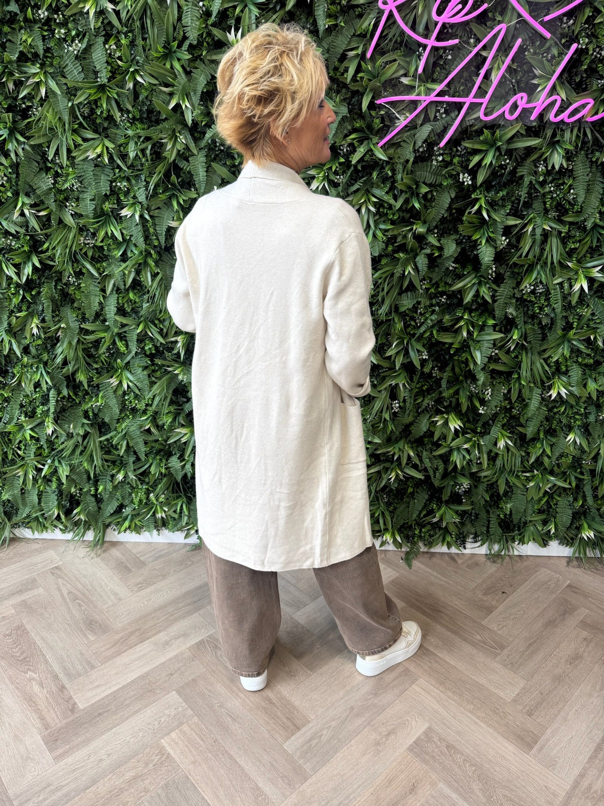 Half lang vest uni beige