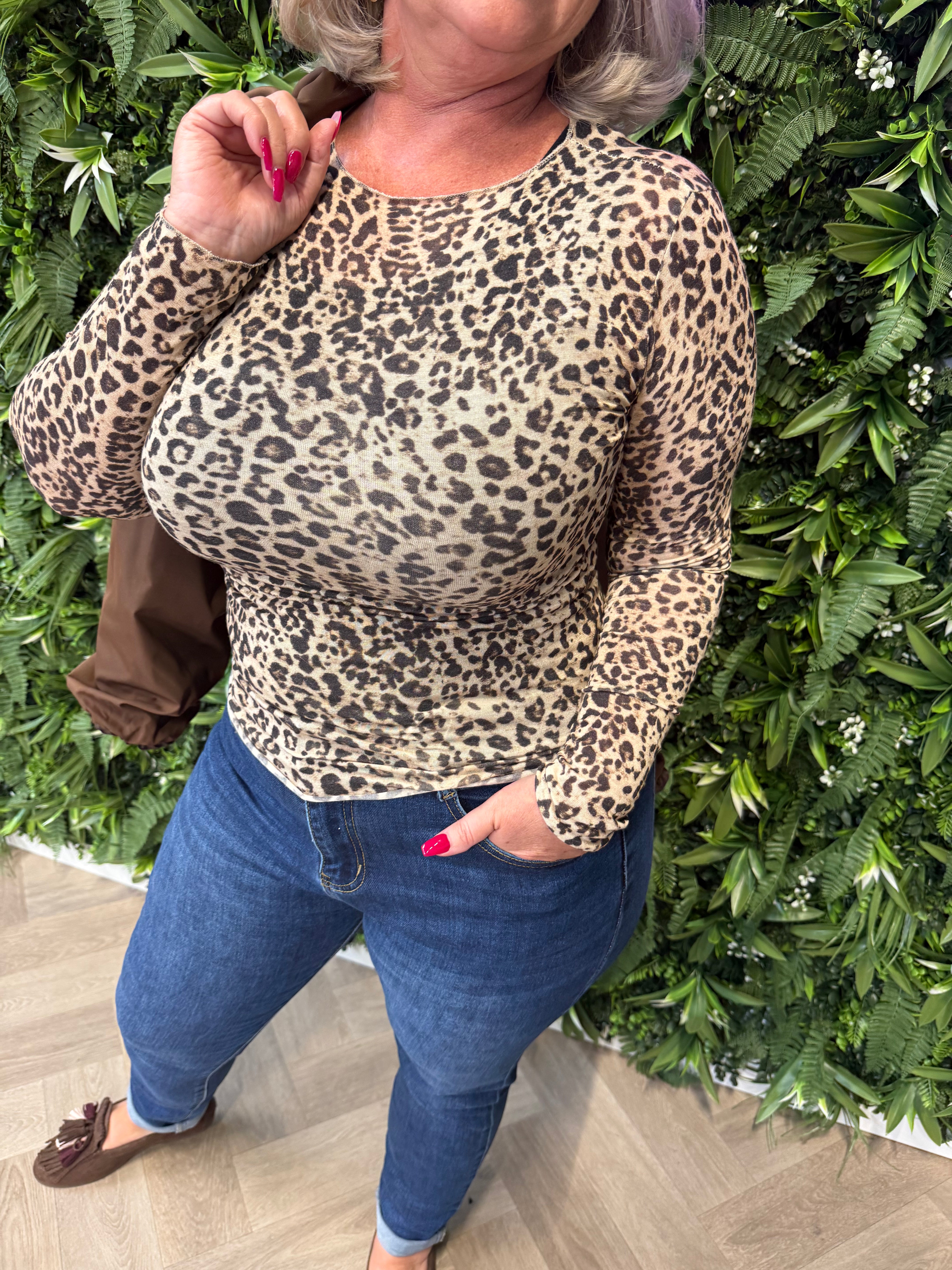 Top panterprint beige