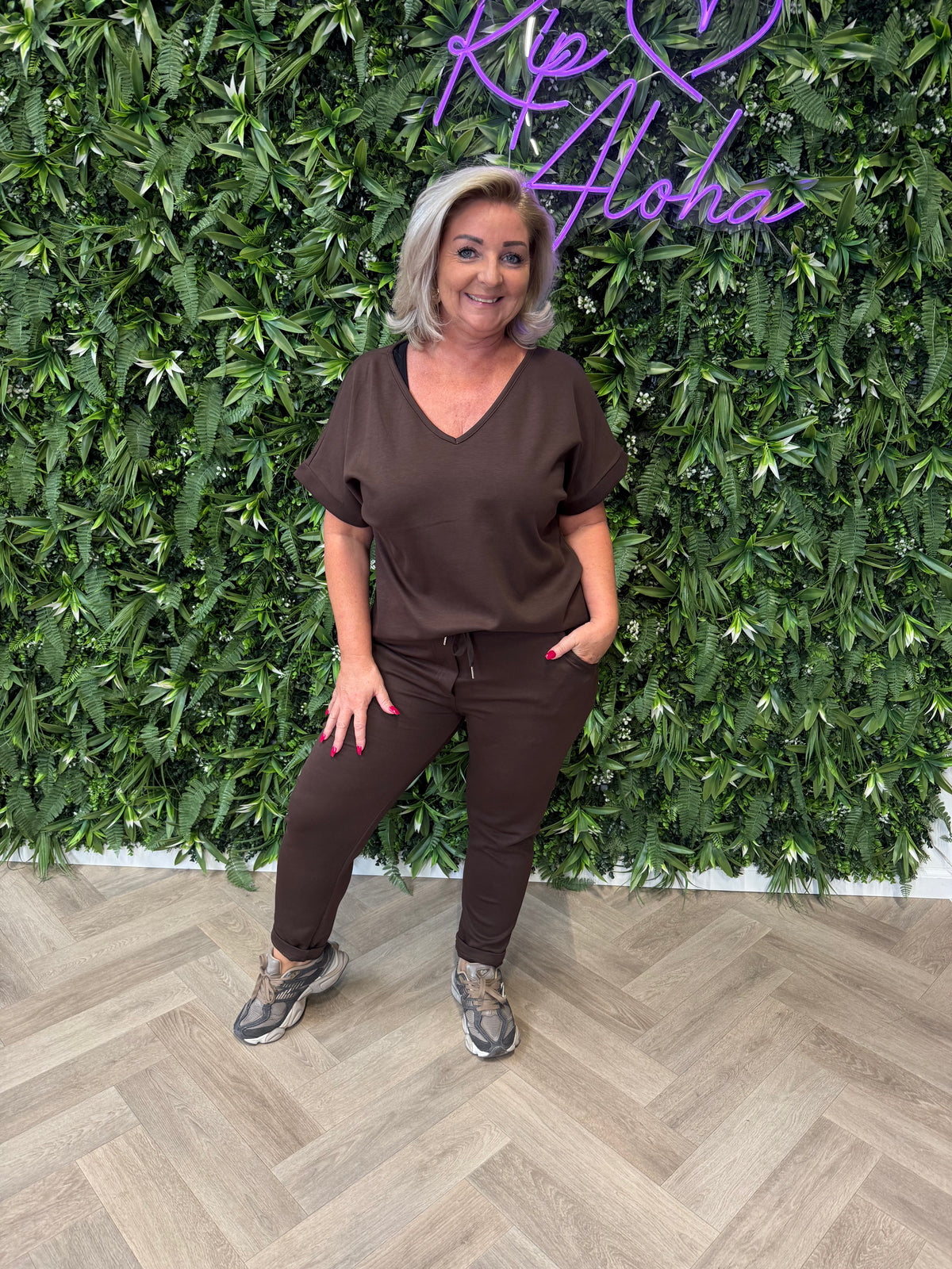 Tweedelig jogger set uni donkerbruin