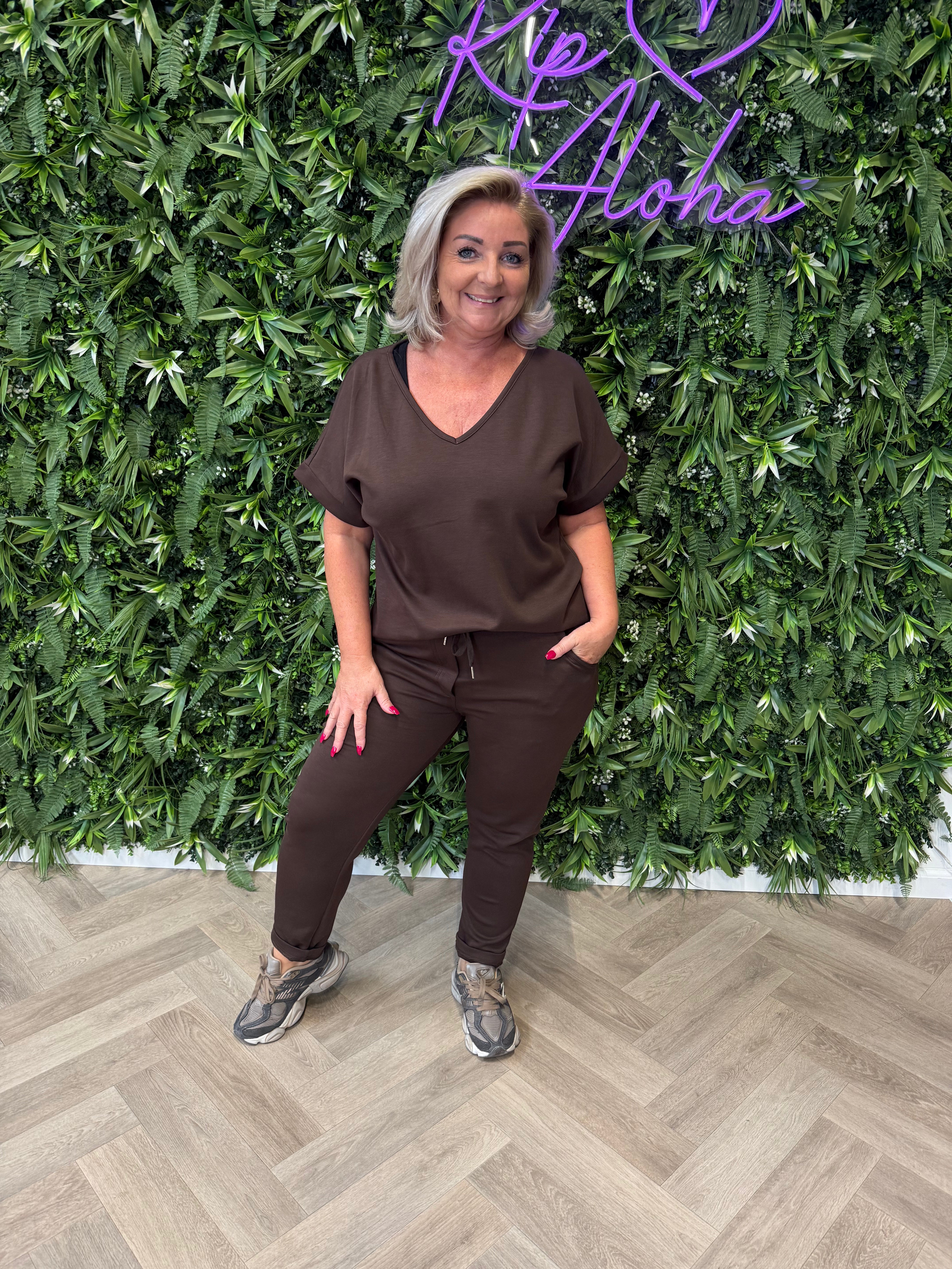 Tweedelig jogger set uni donkerbruin