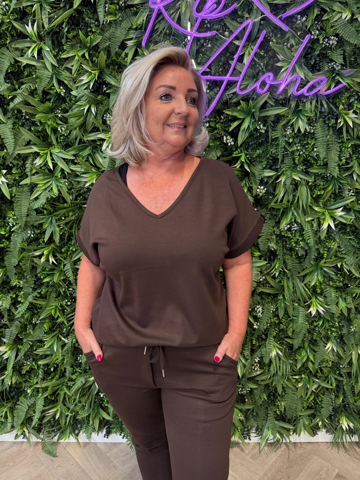 Tweedelig jogger set uni donkerbruin