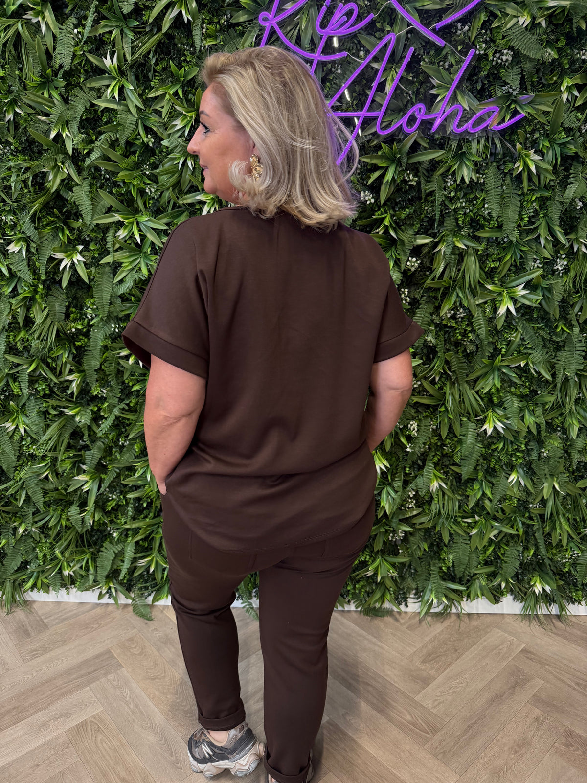 Tweedelig jogger set uni donkerbruin