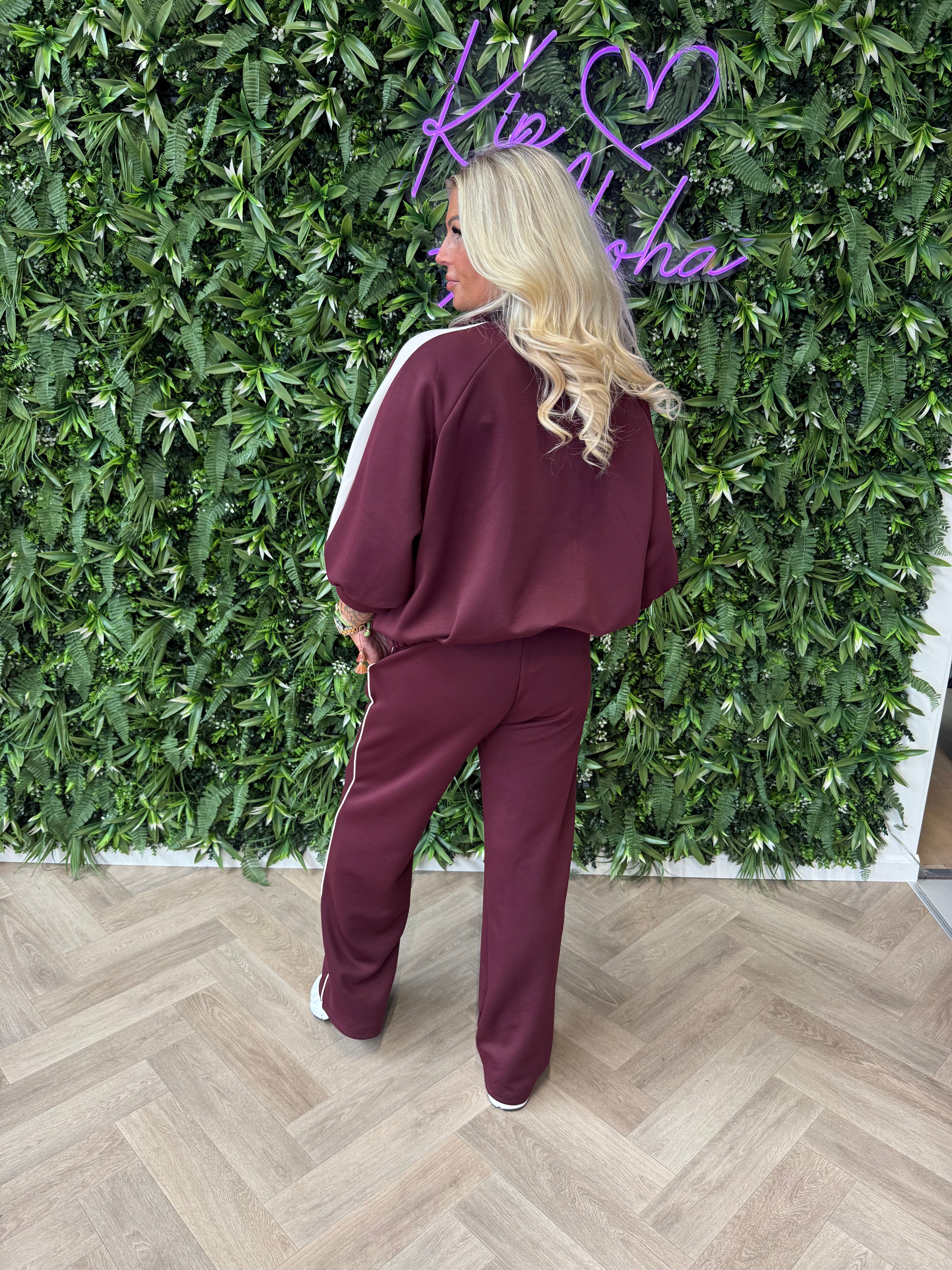 Tweedelig pak vest 3/4e mouwen bordeaux