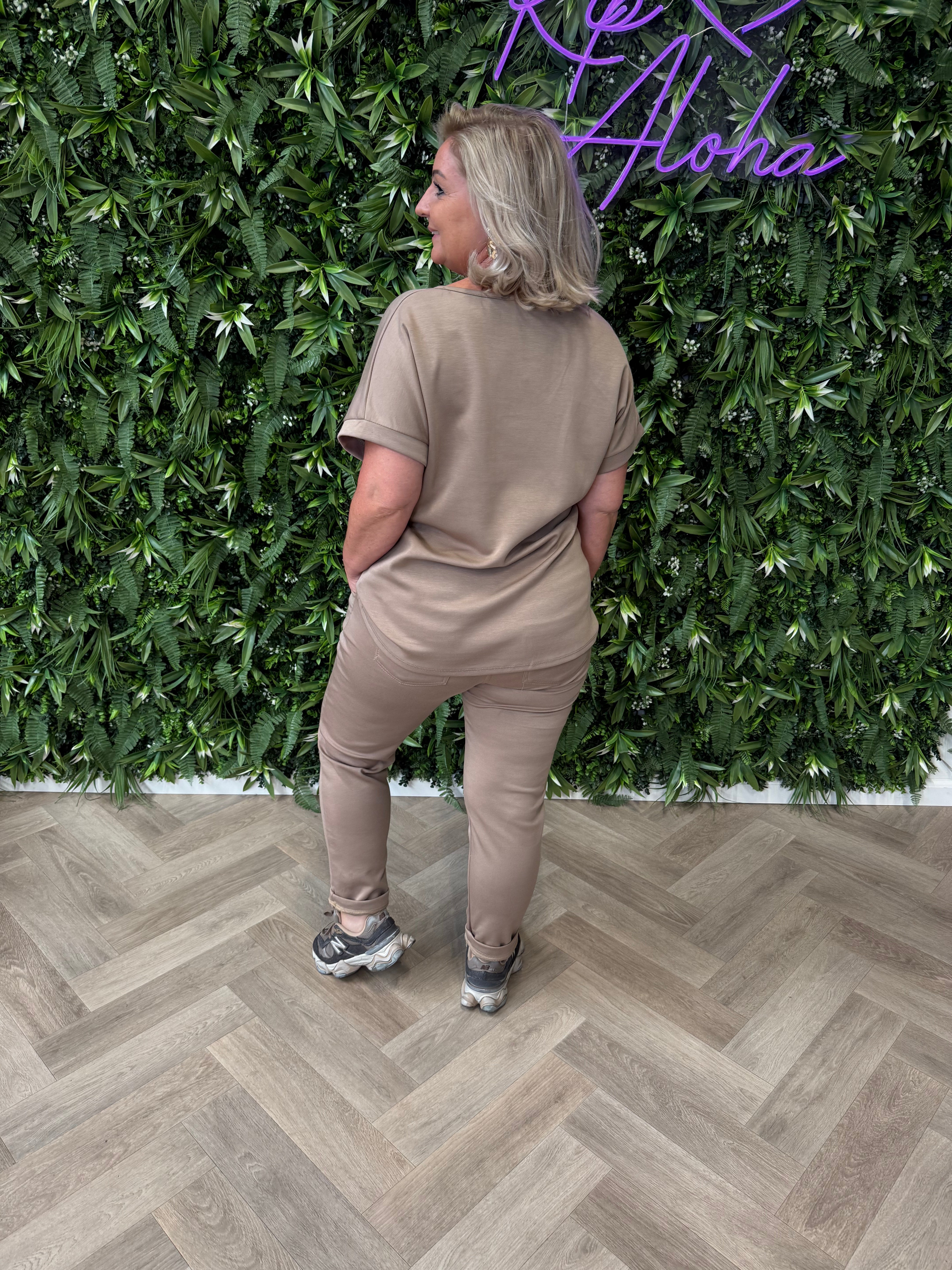 Tweedelig jogger set uni taupe