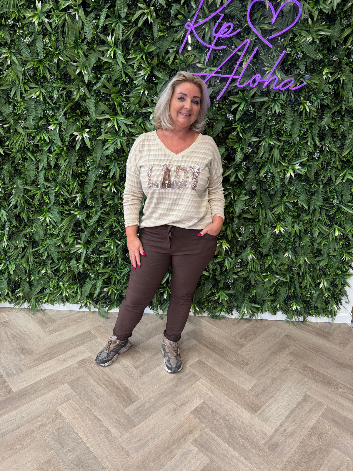Shirt strepen lady beige