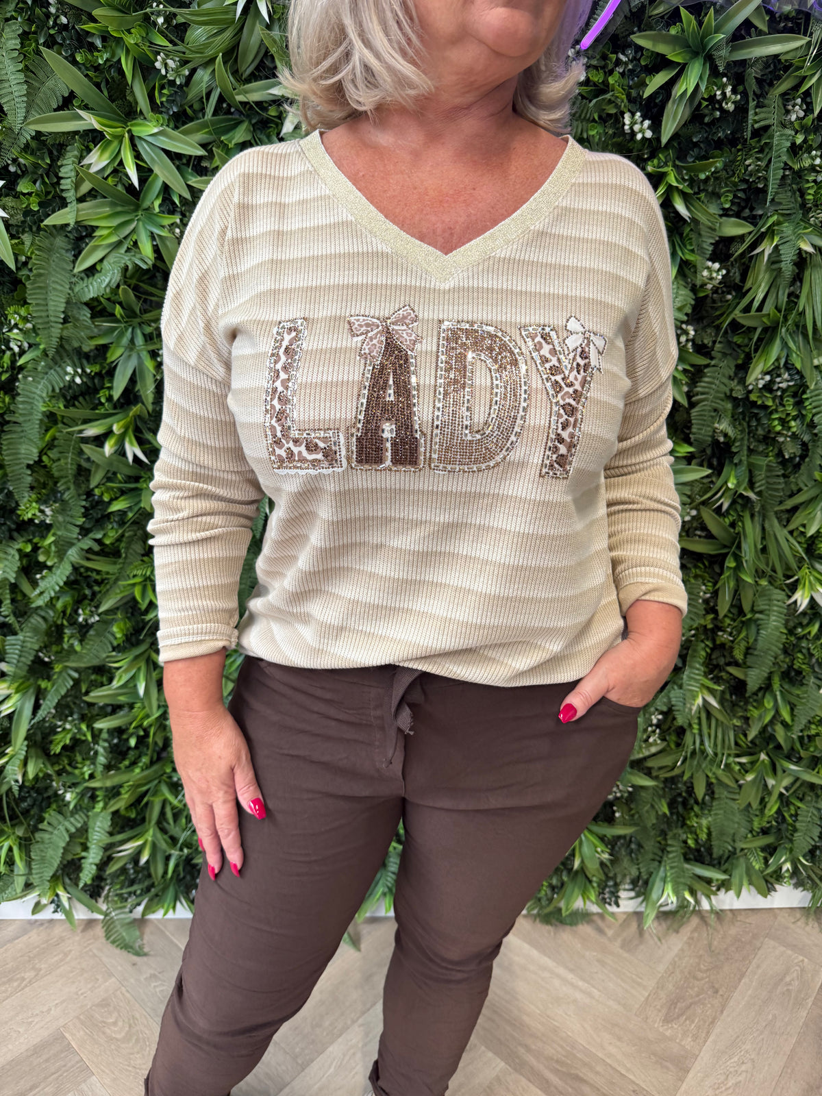 Shirt strepen lady beige