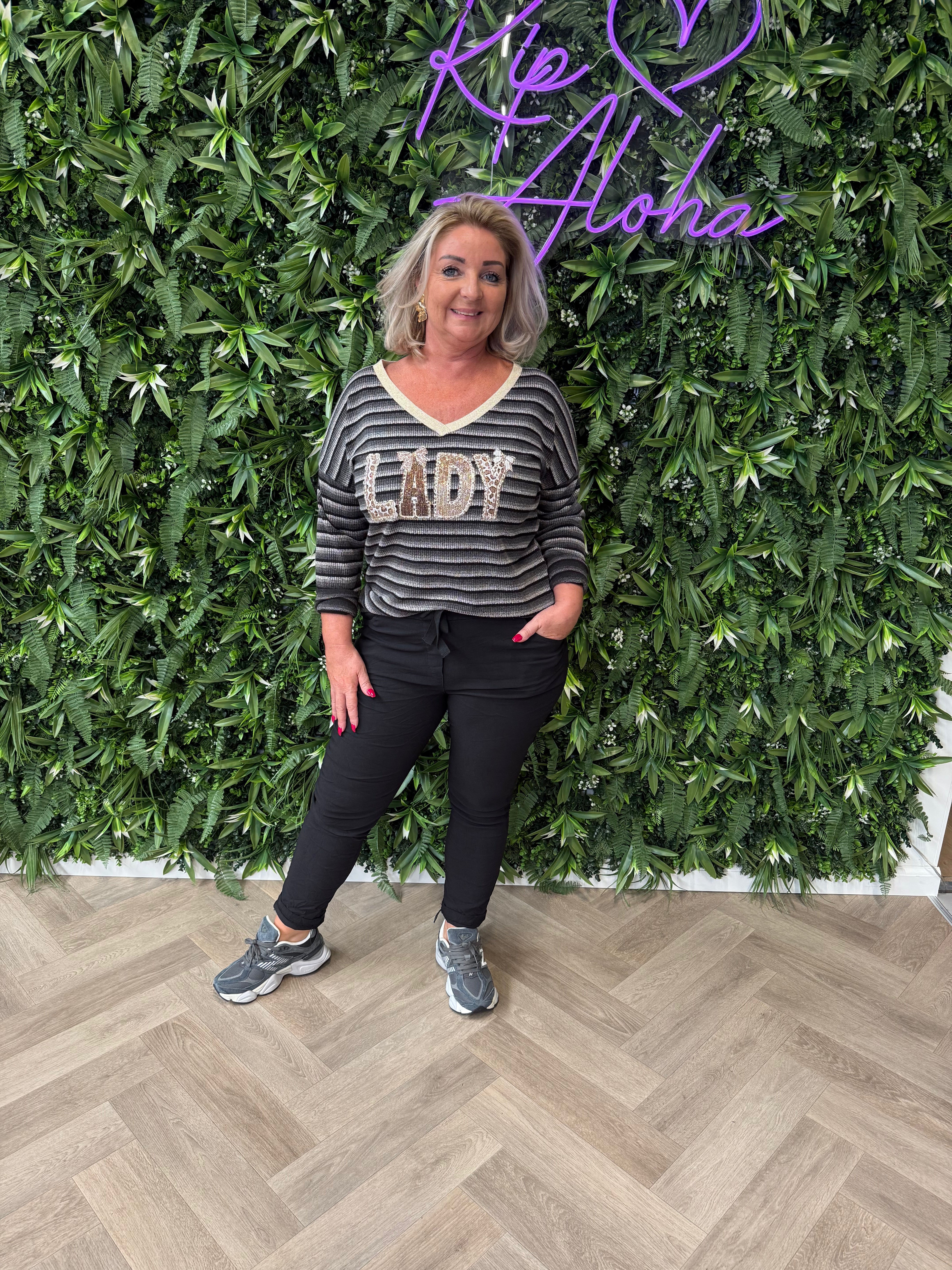 Shirt strepen lady zwart