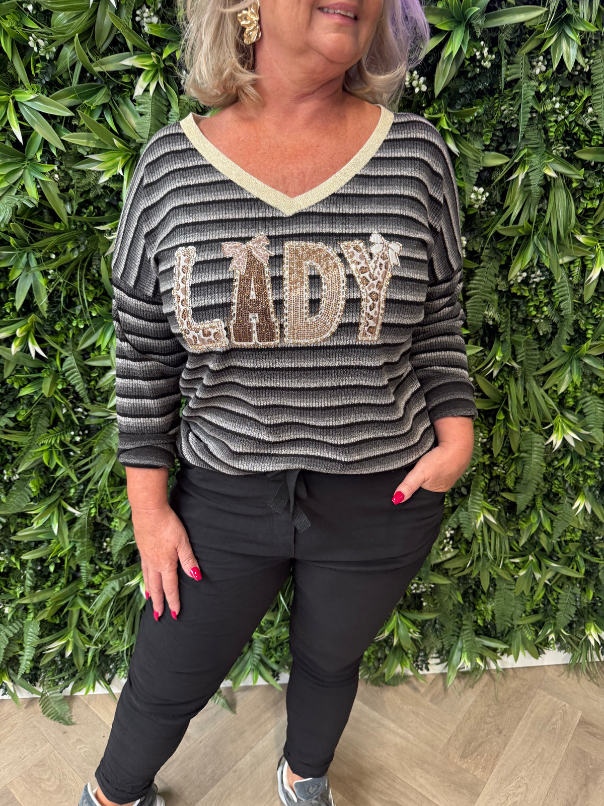 Shirt strepen lady zwart