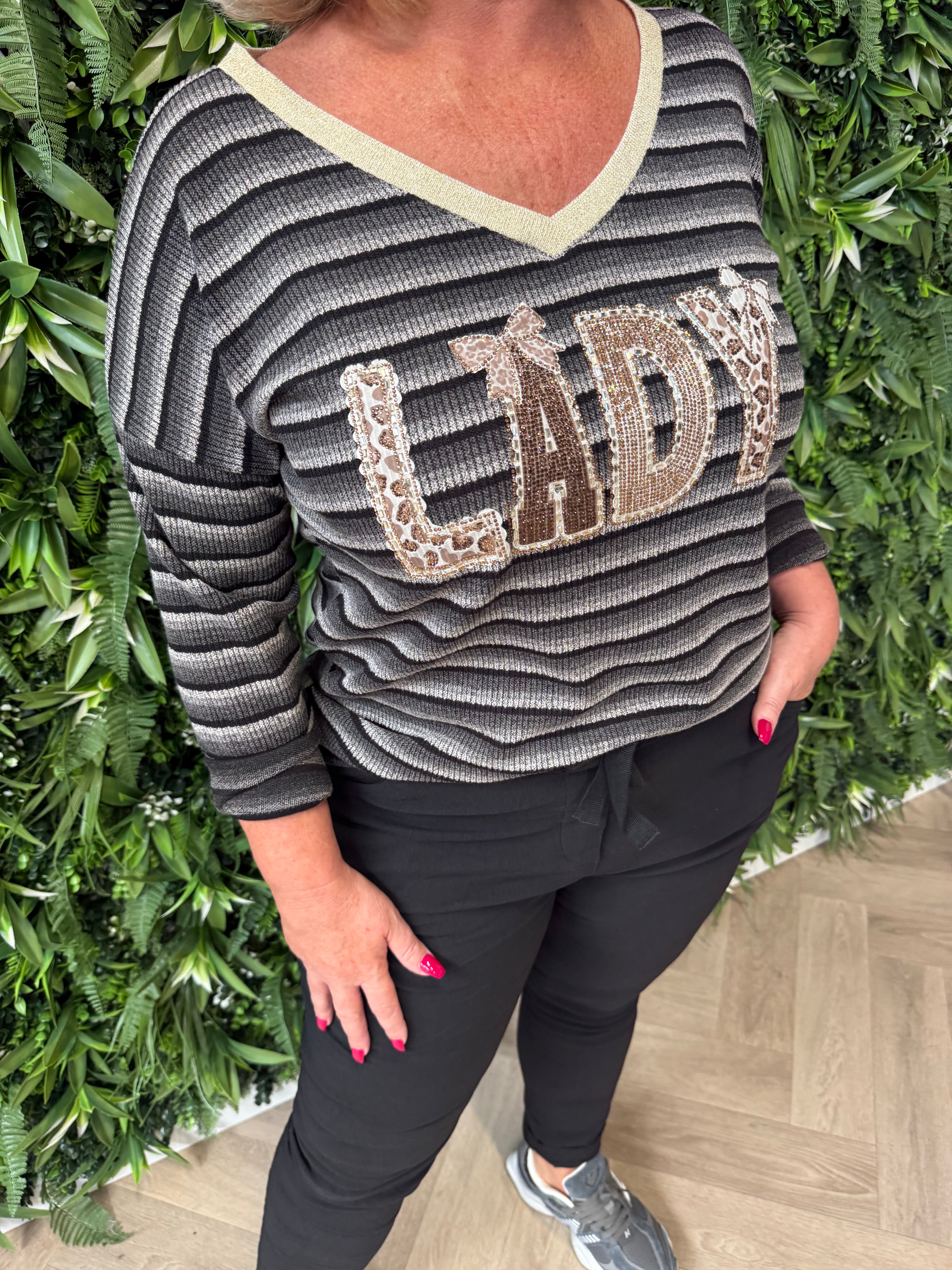 Shirt strepen lady zwart