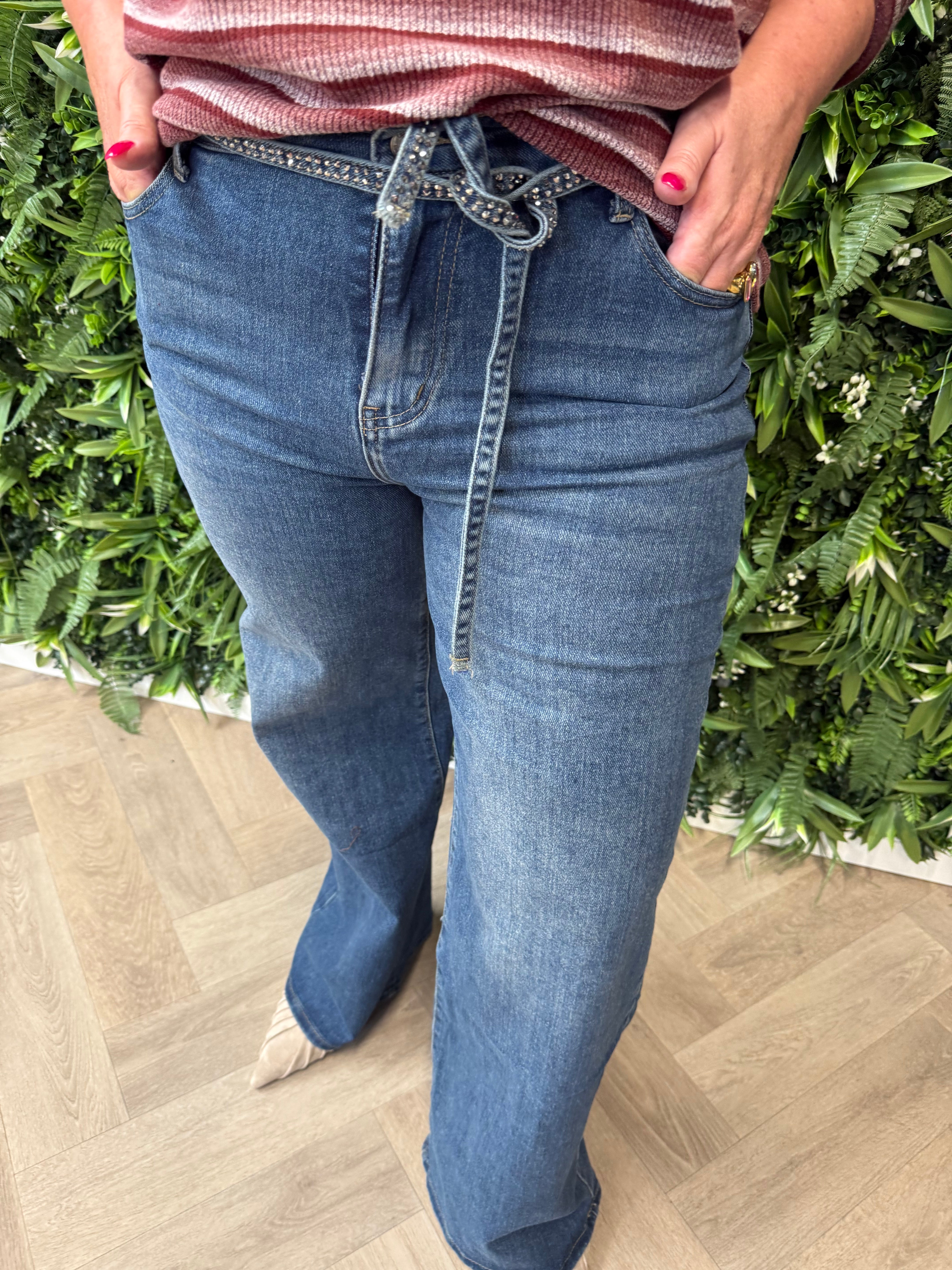 Redberry jeans met glitterkoord blauw