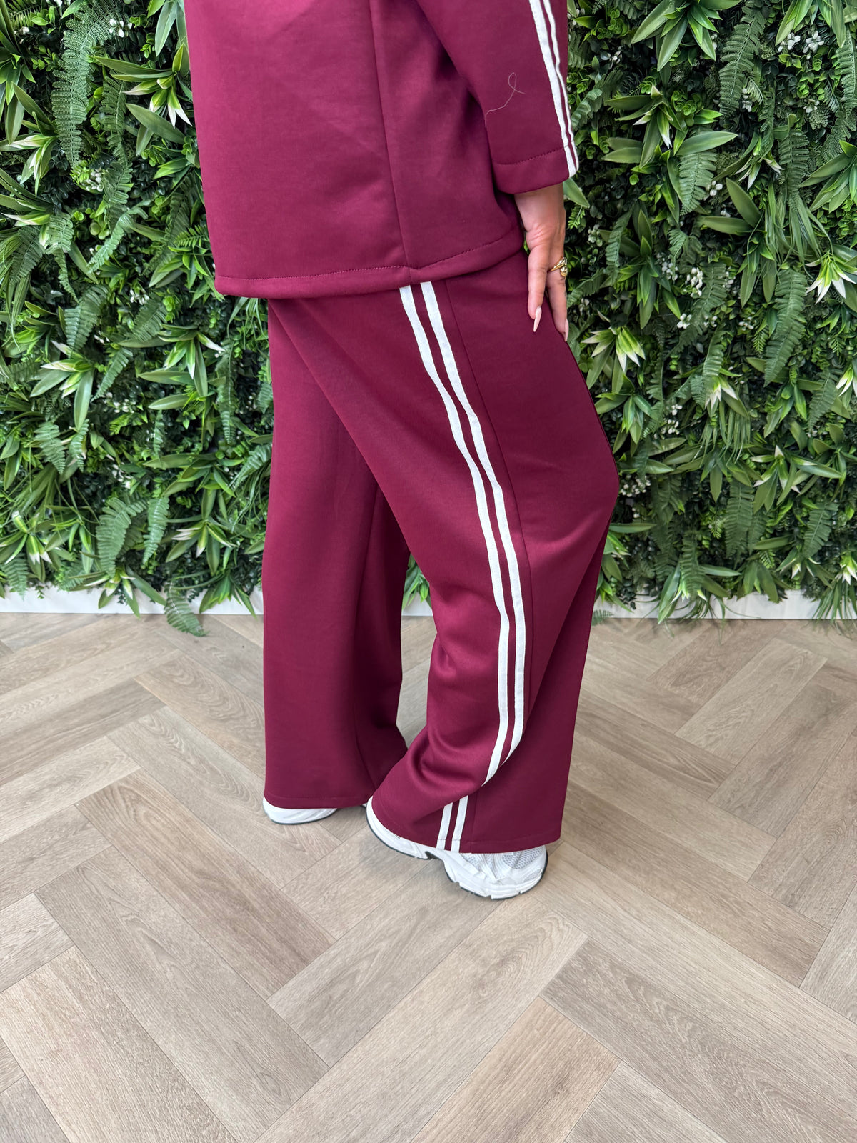 Tweedelig blazer joggingspak met bies bordeaux