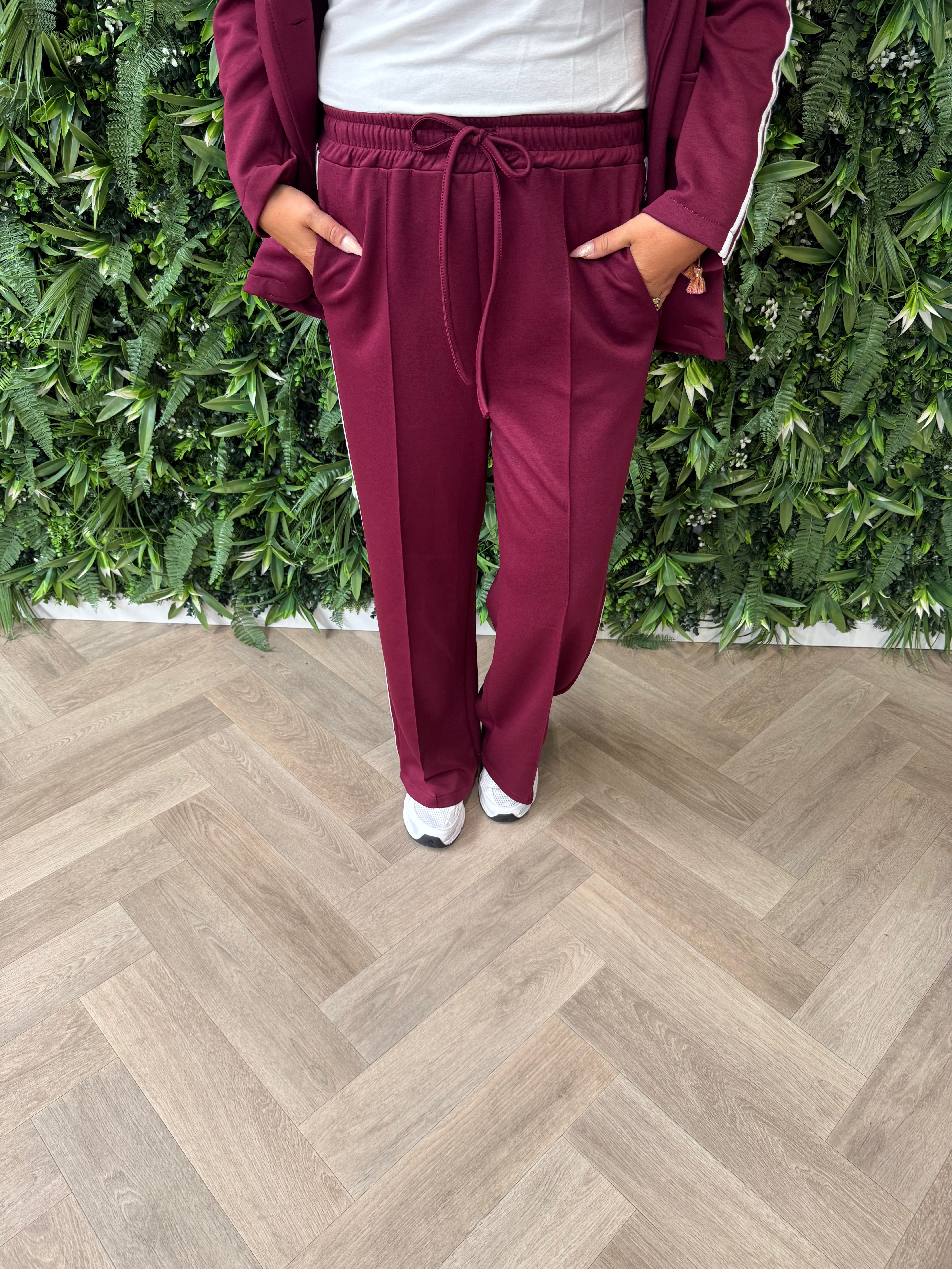 Tweedelig blazer joggingspak met bies bordeaux