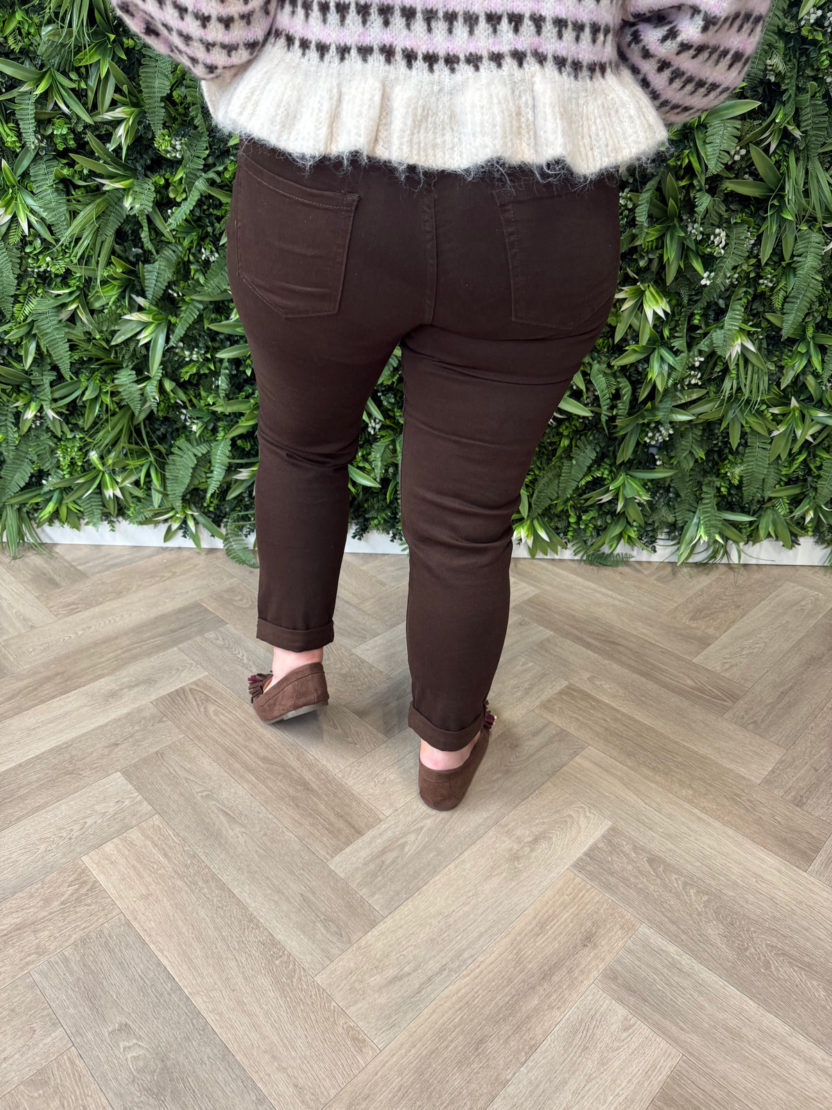 G-smack momfit met riem donkerbruin