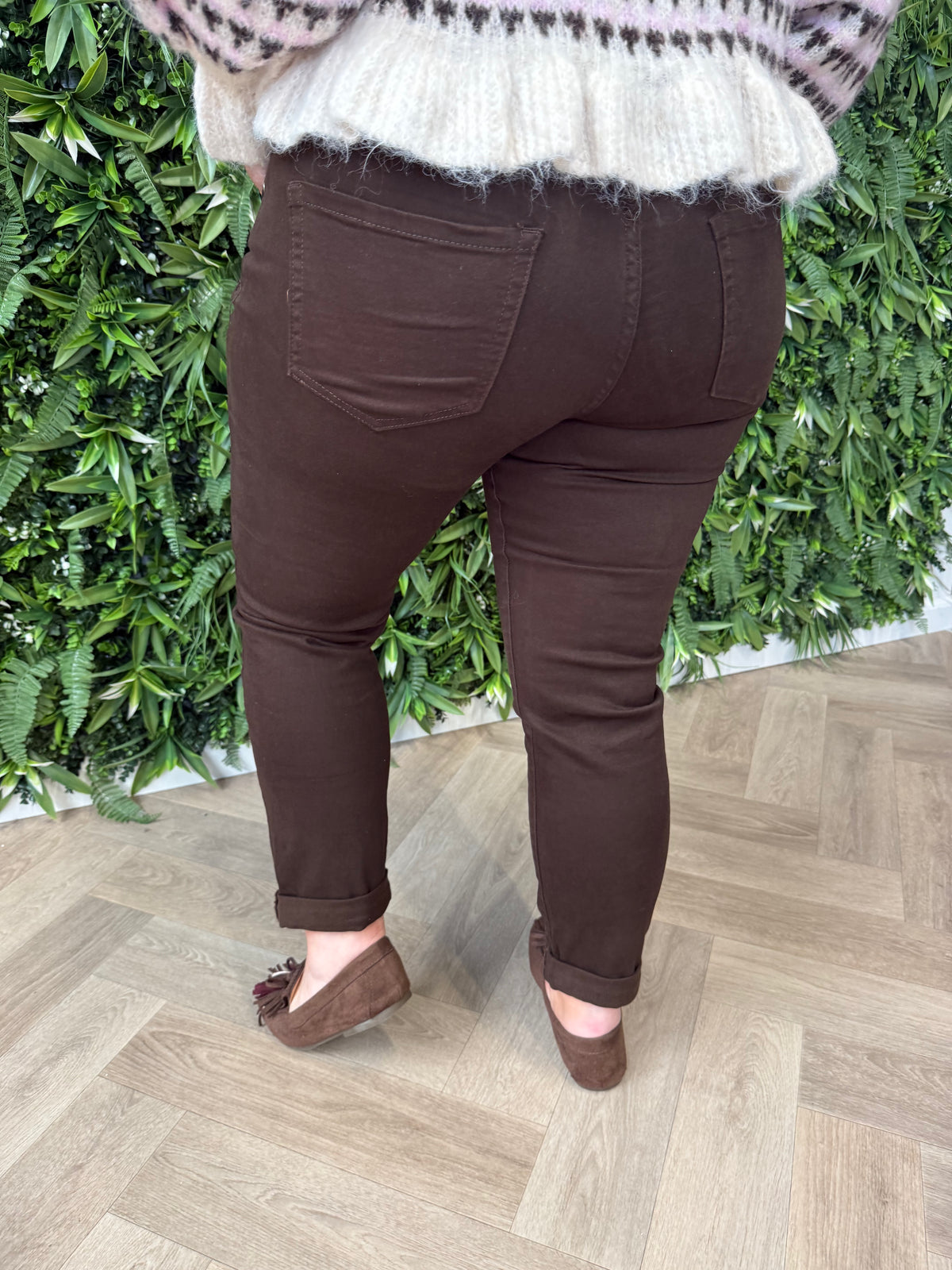 G-smack momfit met riem donkerbruin
