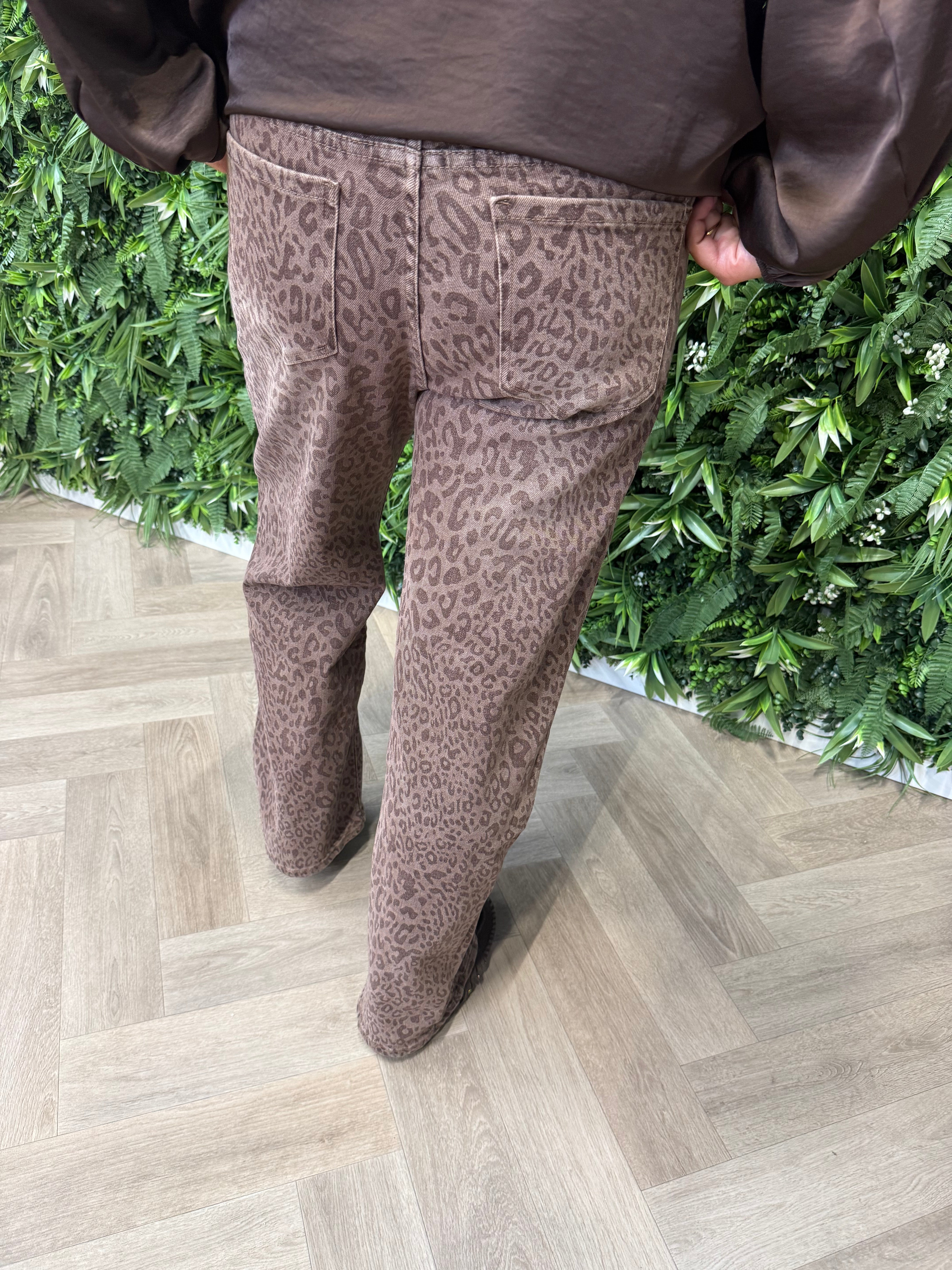 G-smack wide leg jeans panterprint bruin
