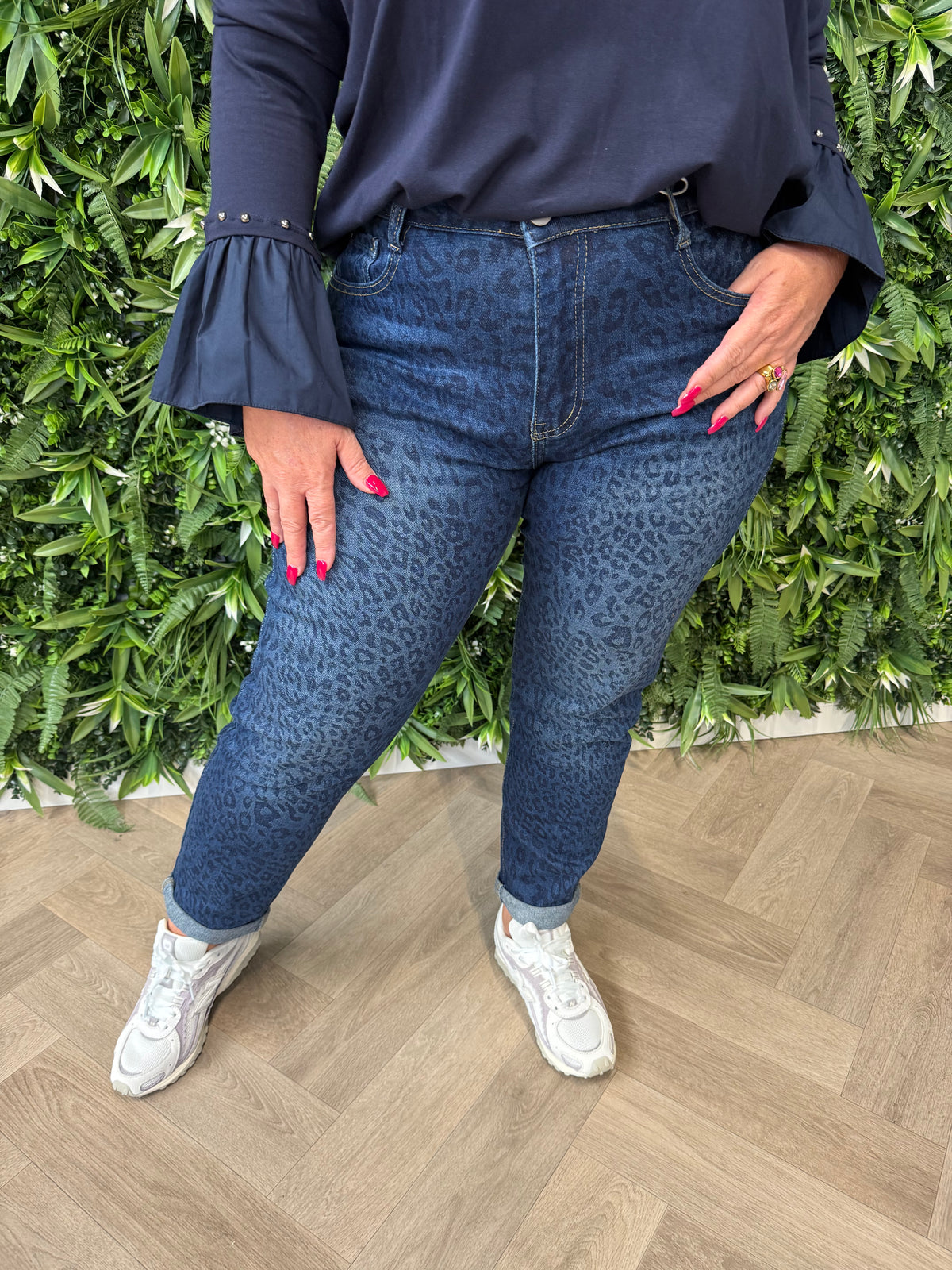 G-smack jeans panterprint middenblauw