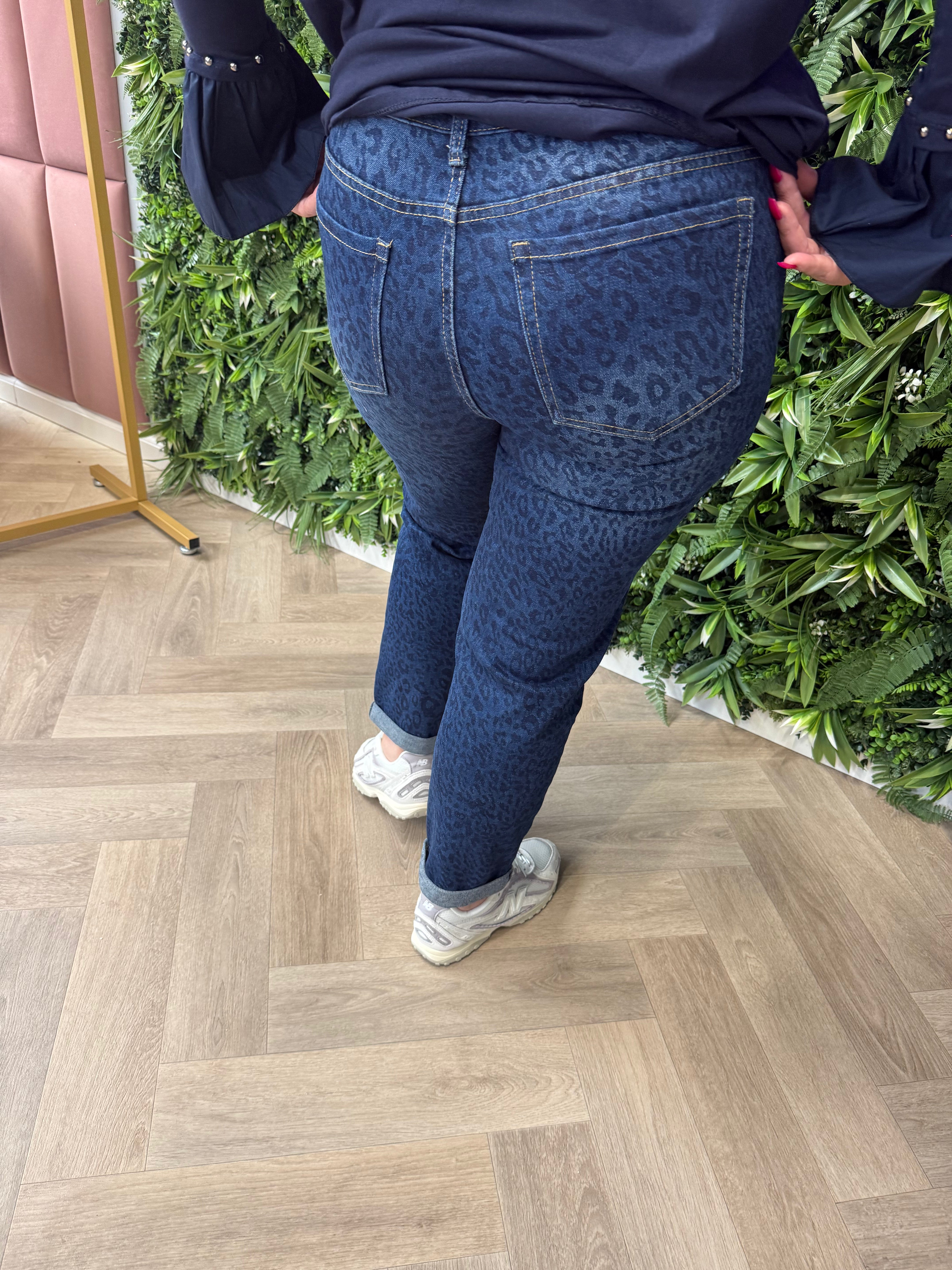 G-smack jeans panterprint middenblauw