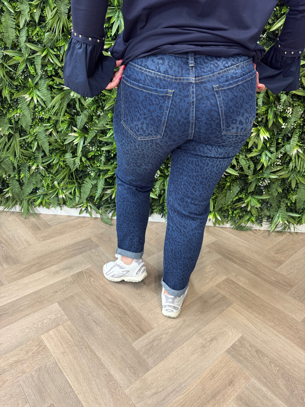 G-smack jeans panterprint middenblauw