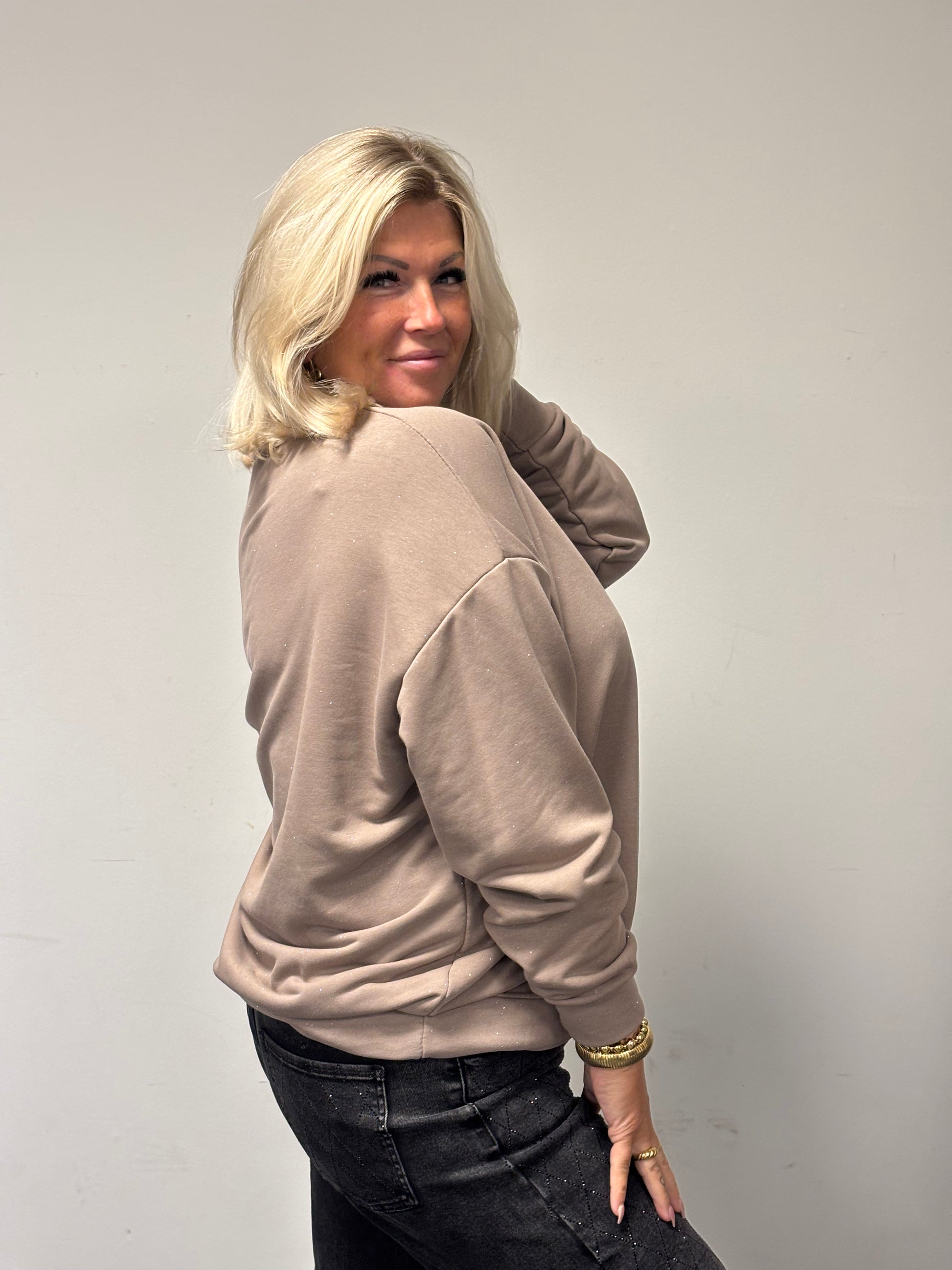 Sweater basic shine uni taupe