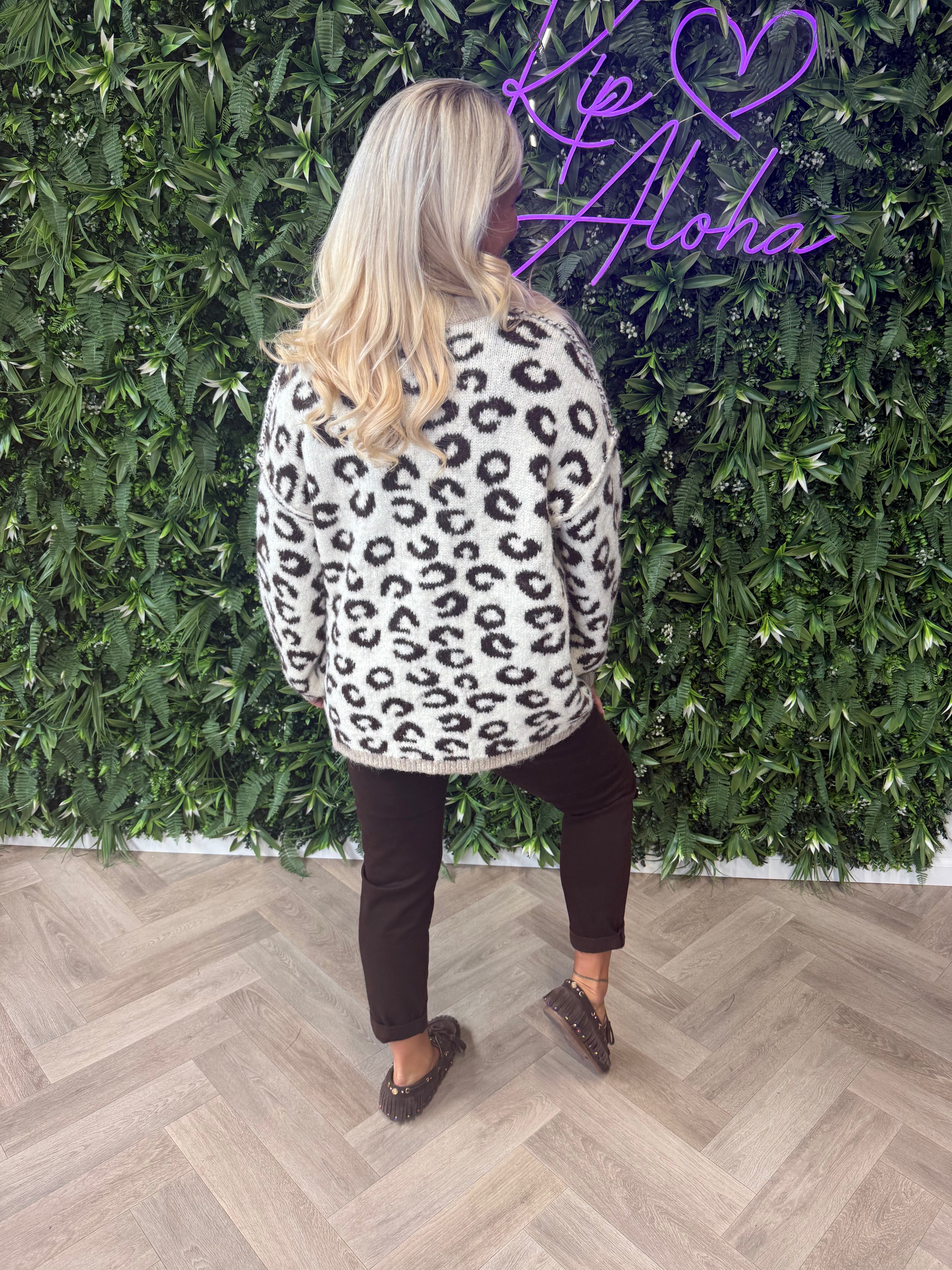 Gebreid vest panter amore roomwit