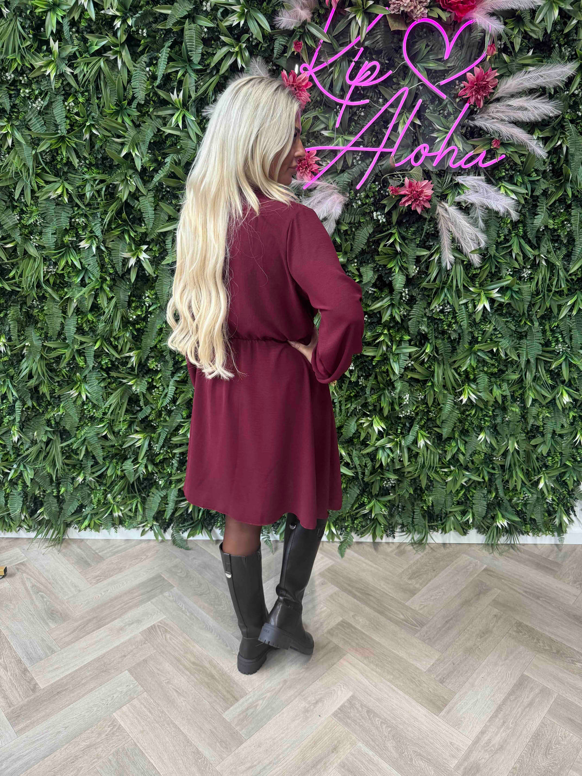Jurk met strik bordeaux