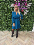 Jurk met strik petrol