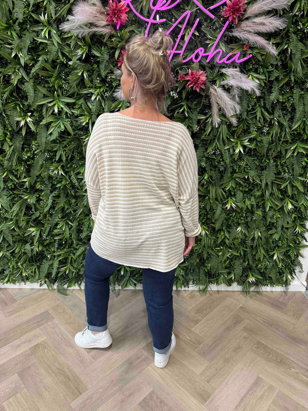 Top wave strepen beige