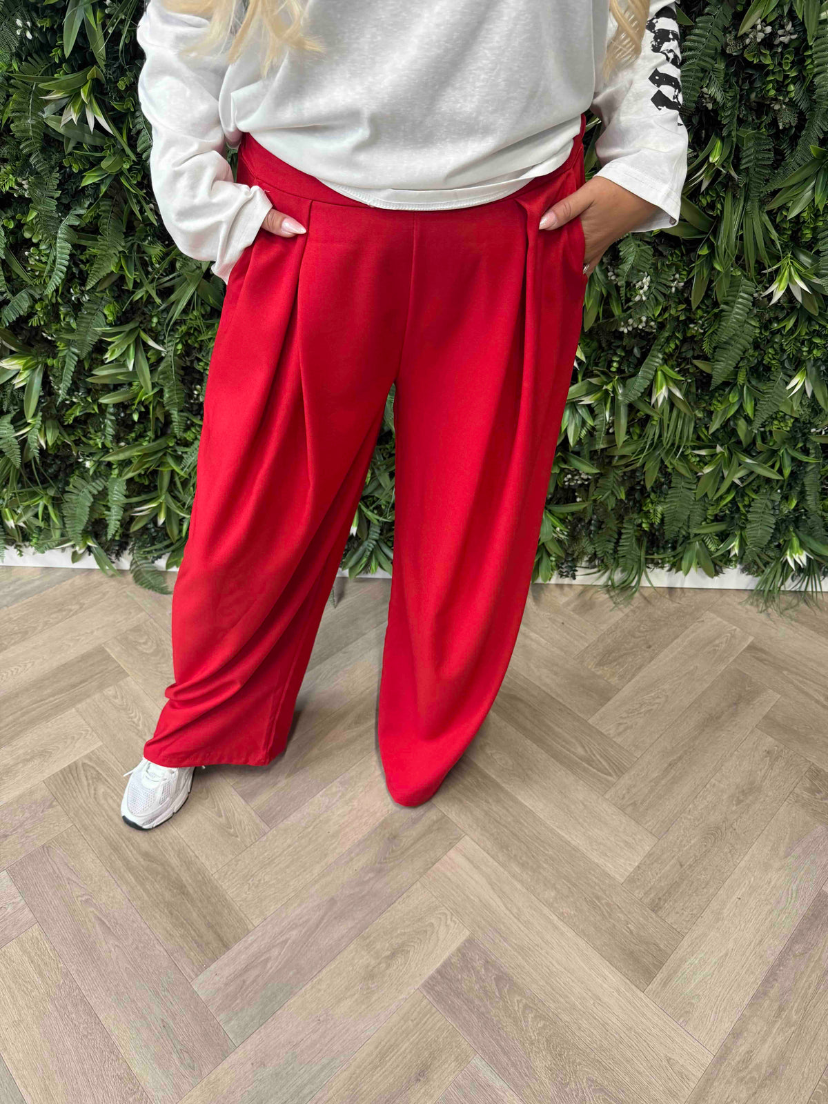 Pantalon met plooi rood