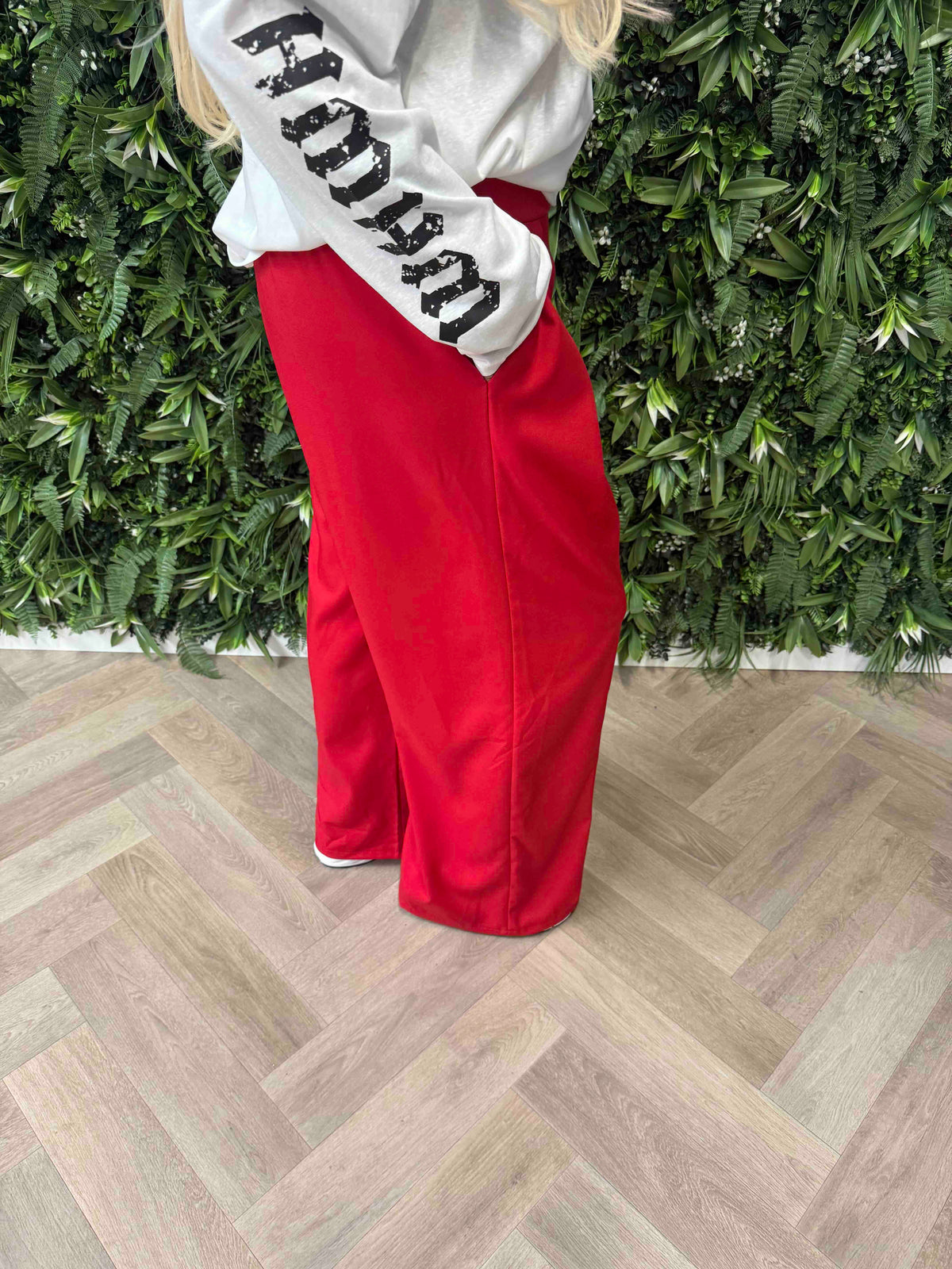 Pantalon met plooi rood