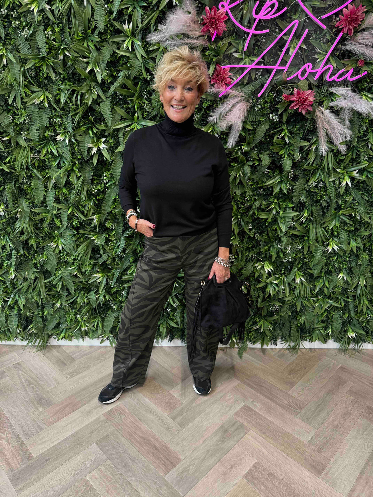 Jewelly zebra print balloon fit legergroen