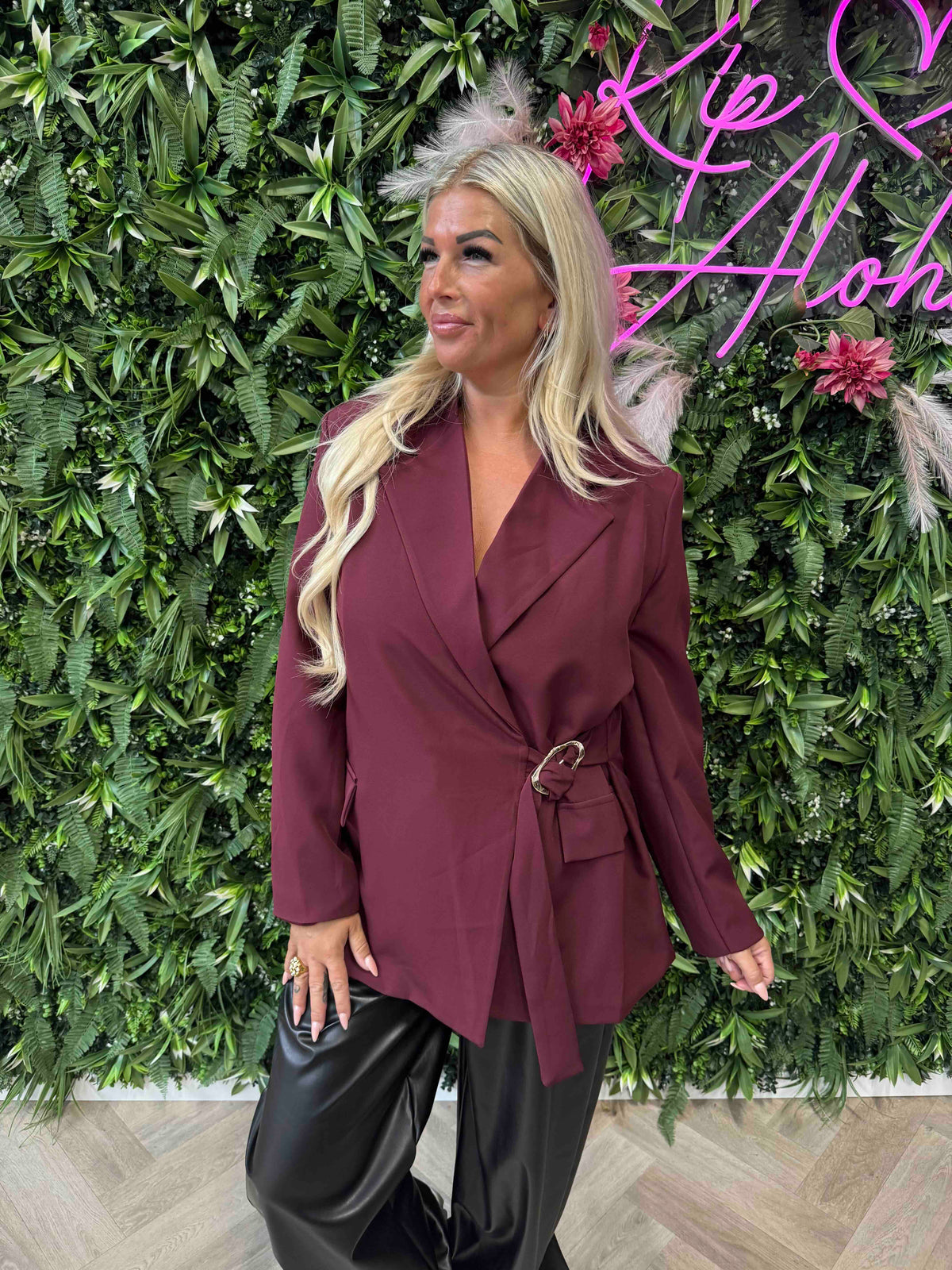 Blazer met gesp bordeaux