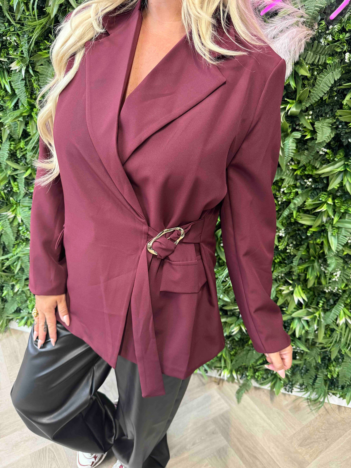 Blazer met gesp bordeaux