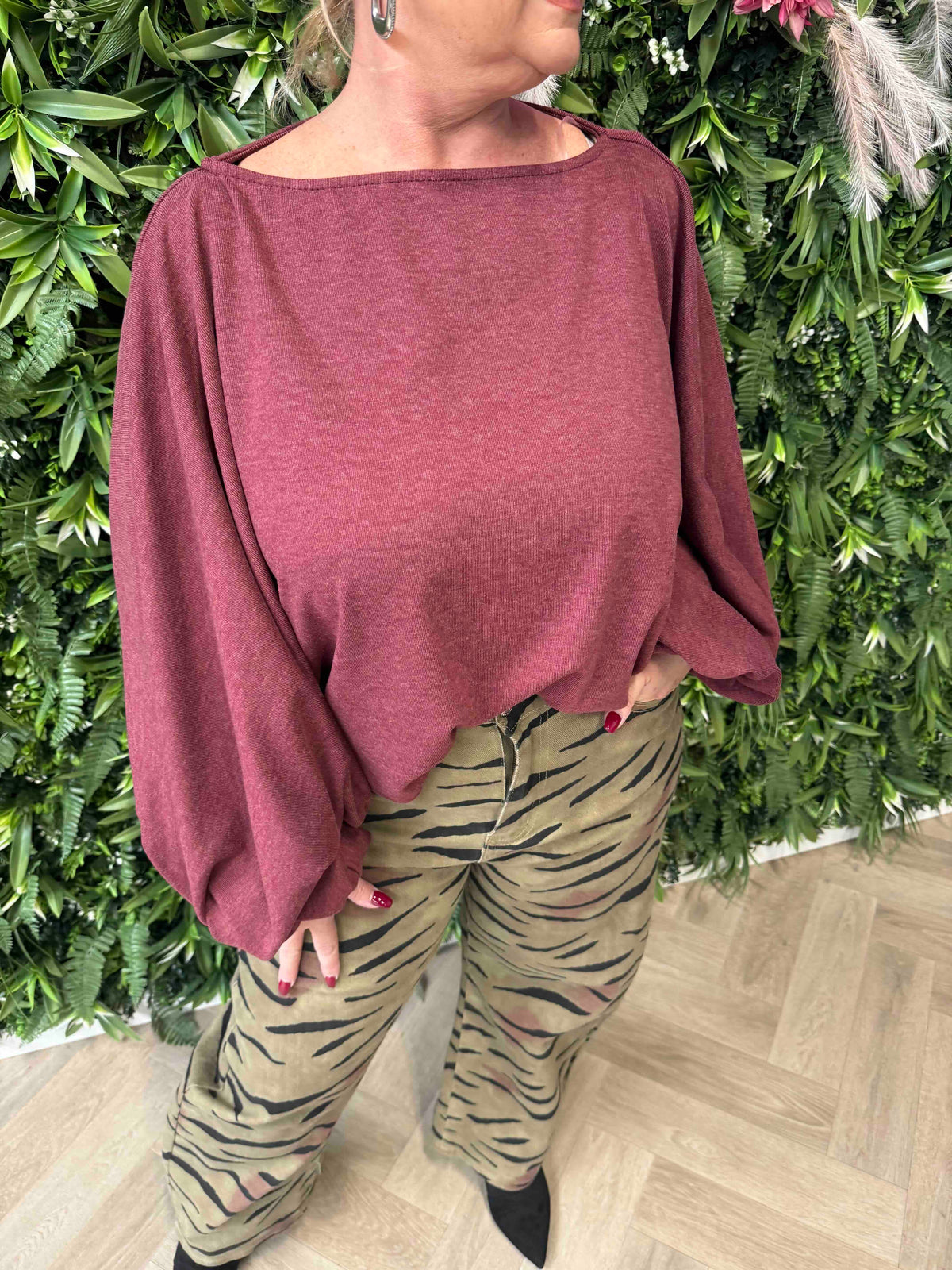 Vleermuis trui bordeaux