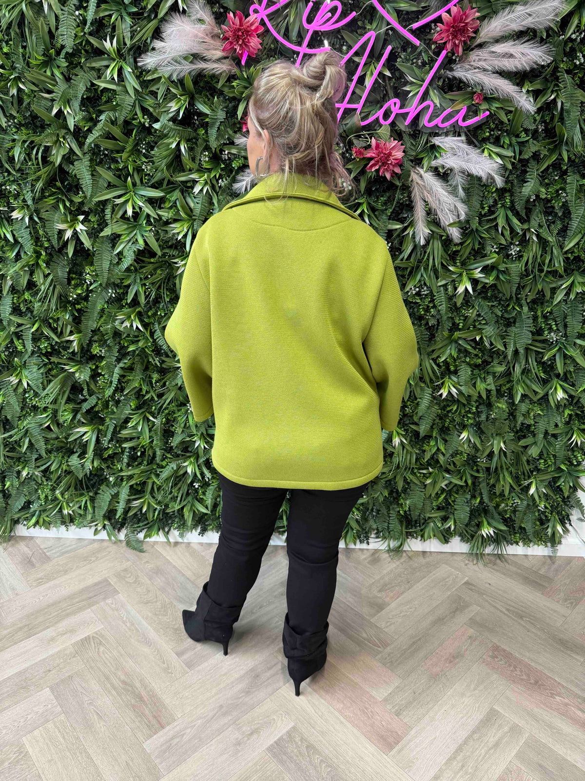 Scuba blazer met grote knopen lime