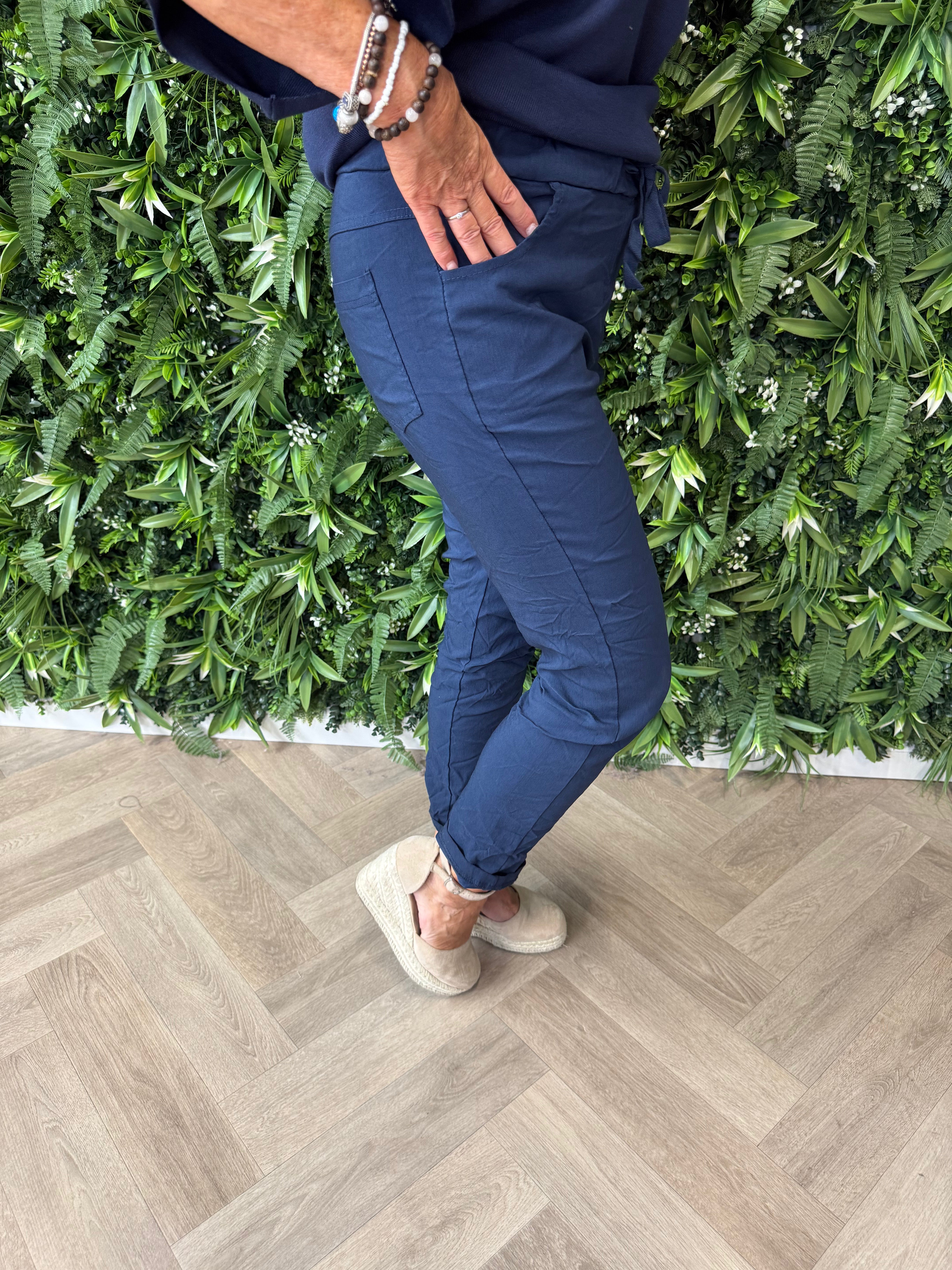 Stretchbroek uni marineblauw
