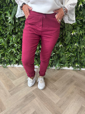 Stretchbroek uni bordeaux