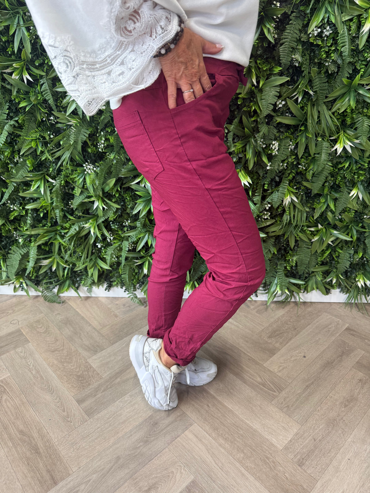 Stretchbroek uni lang bordeaux