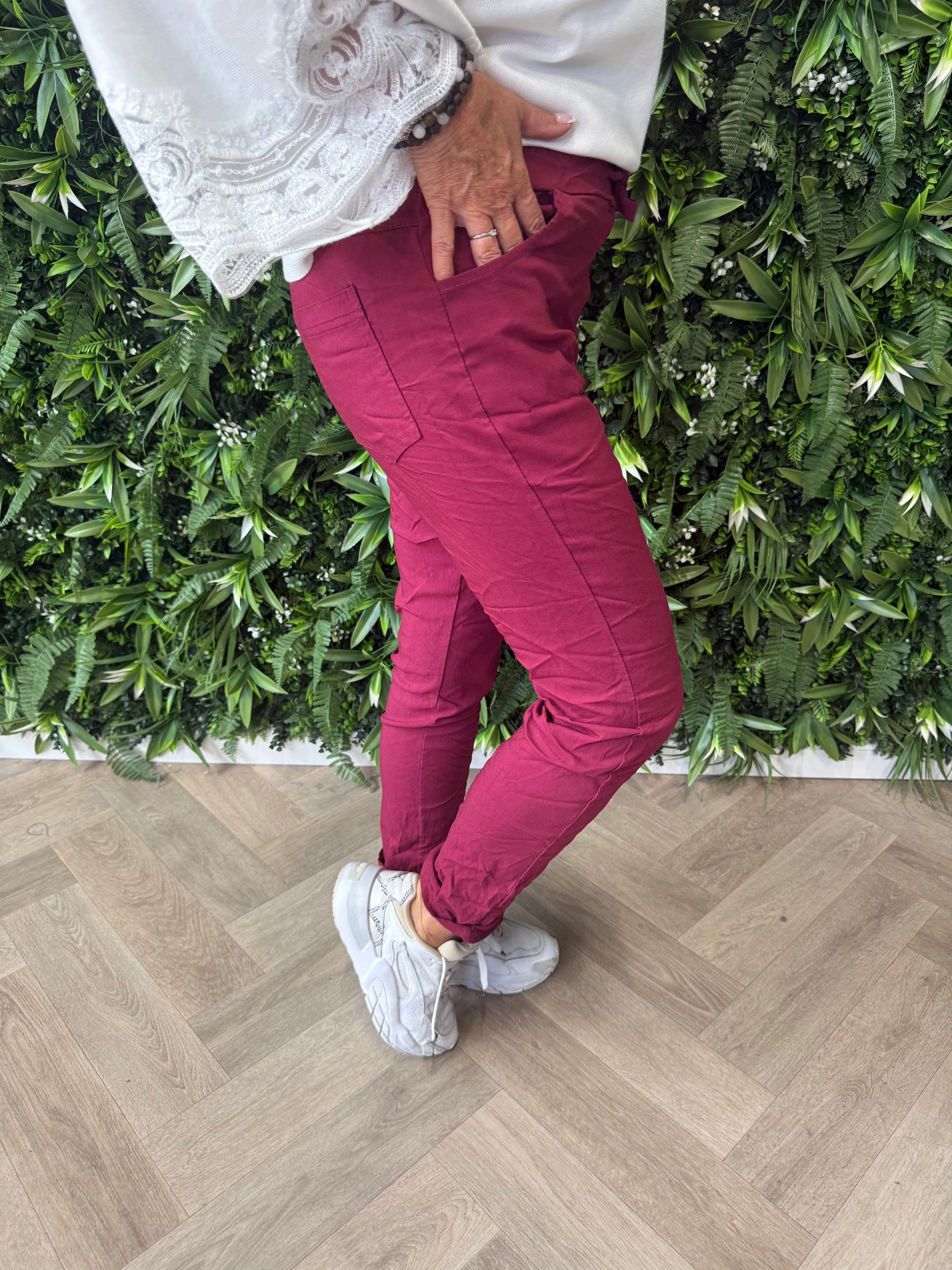 Stretchbroek uni bordeaux