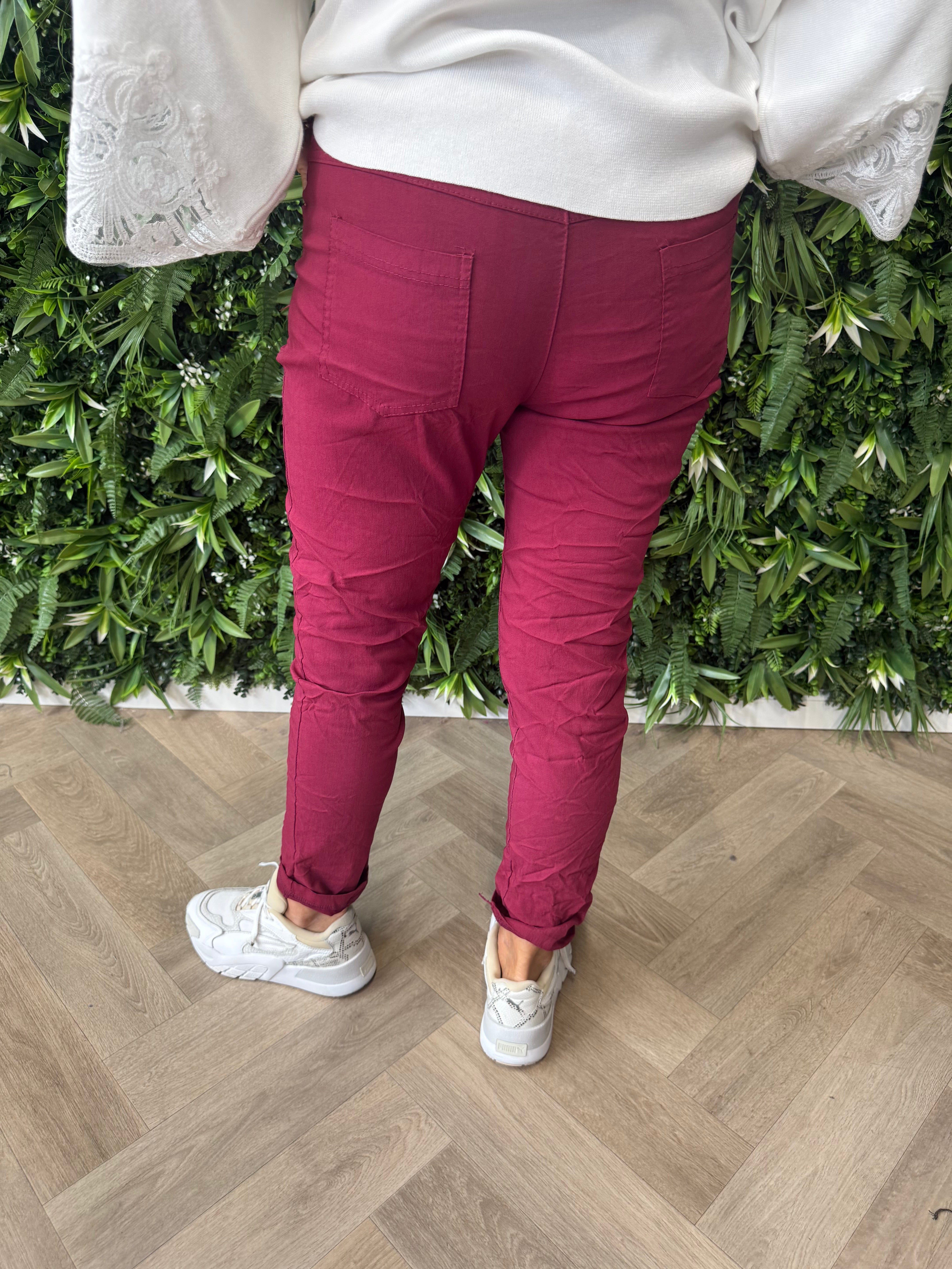 Stretchbroek uni lang bordeaux