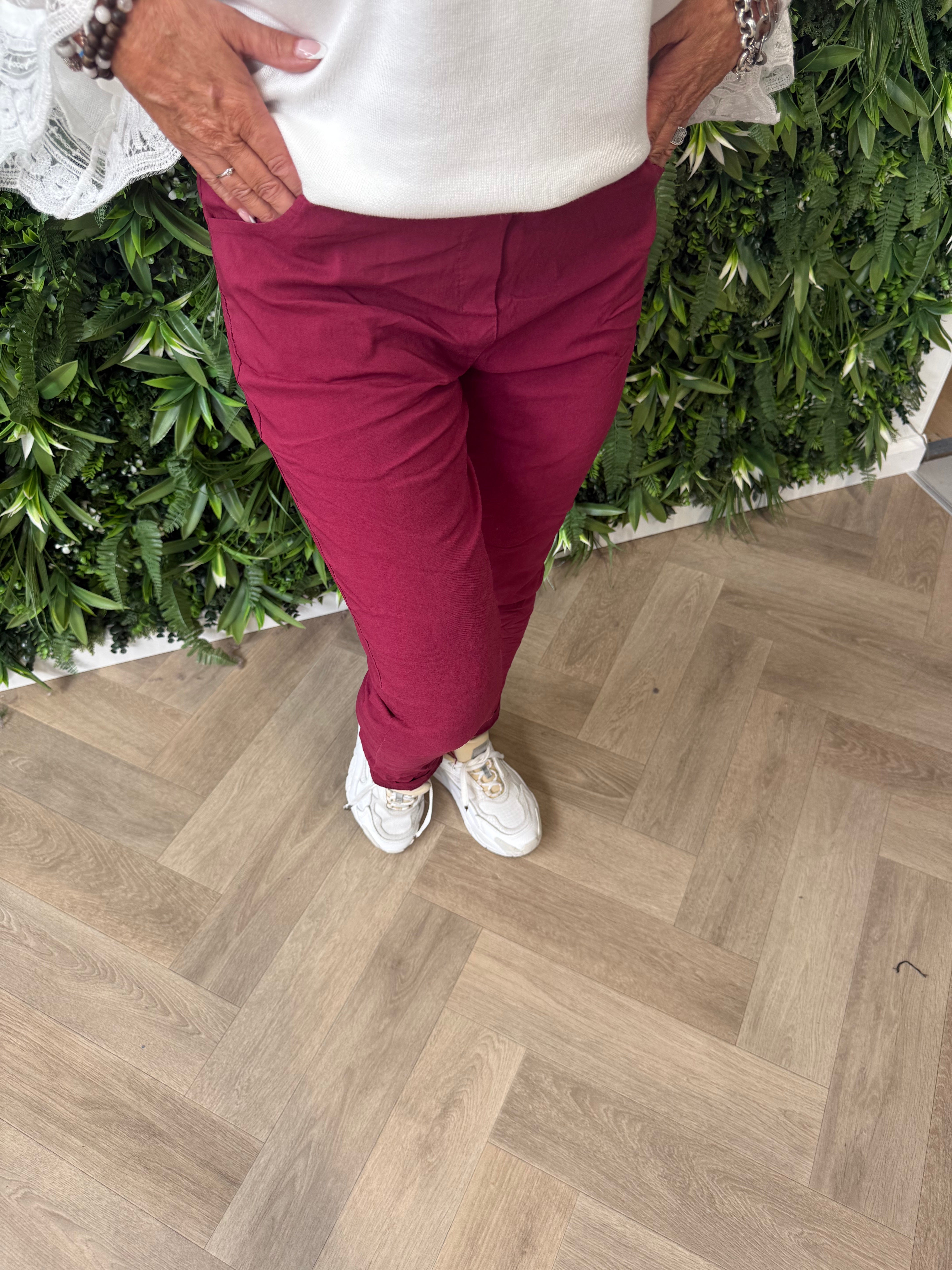 Stretchbroek uni lang bordeaux