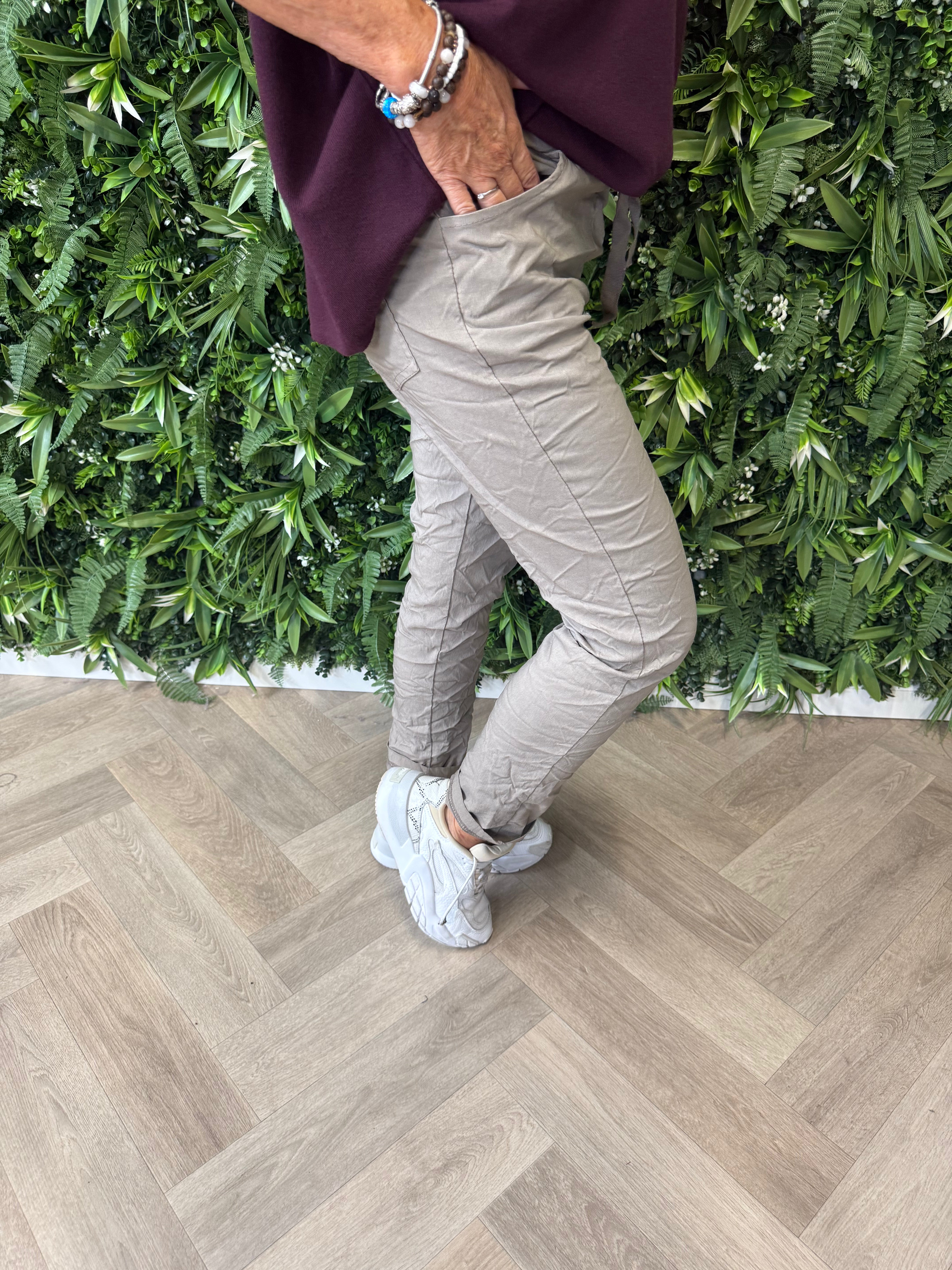 Stretchbroek uni taupe