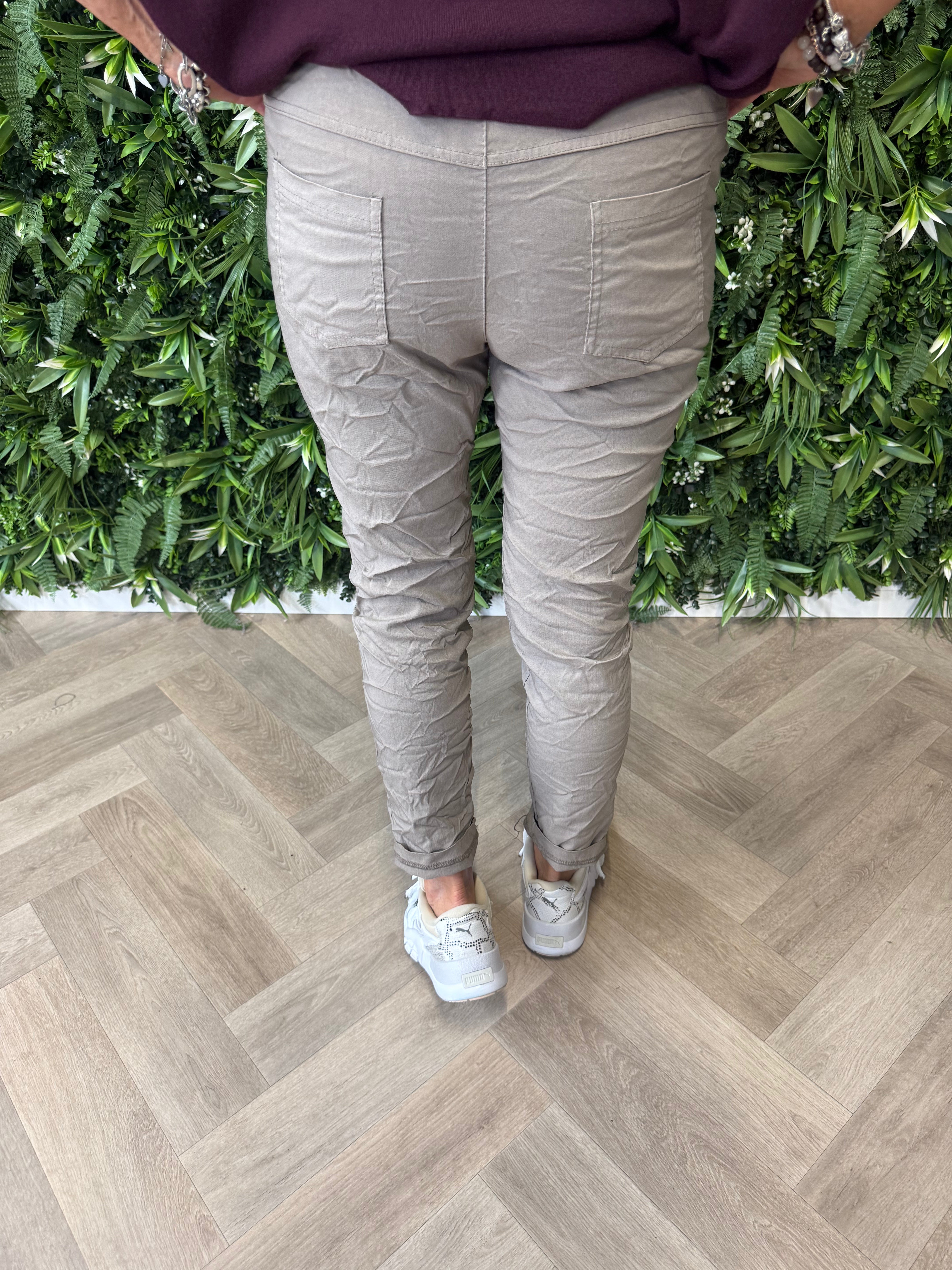 Stretchbroek uni taupe