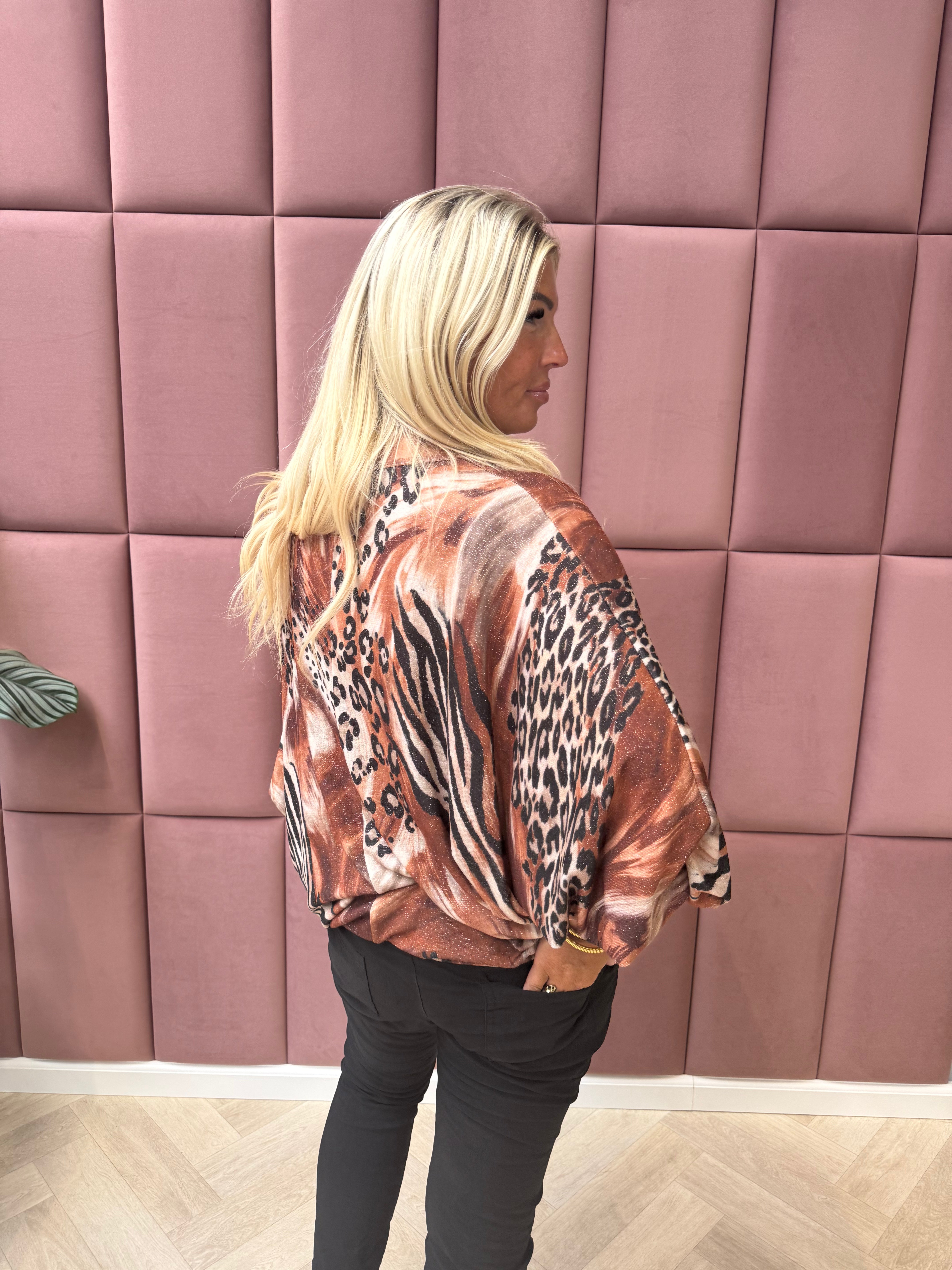 Shirt 3/4e mouwen swirl en panter brique