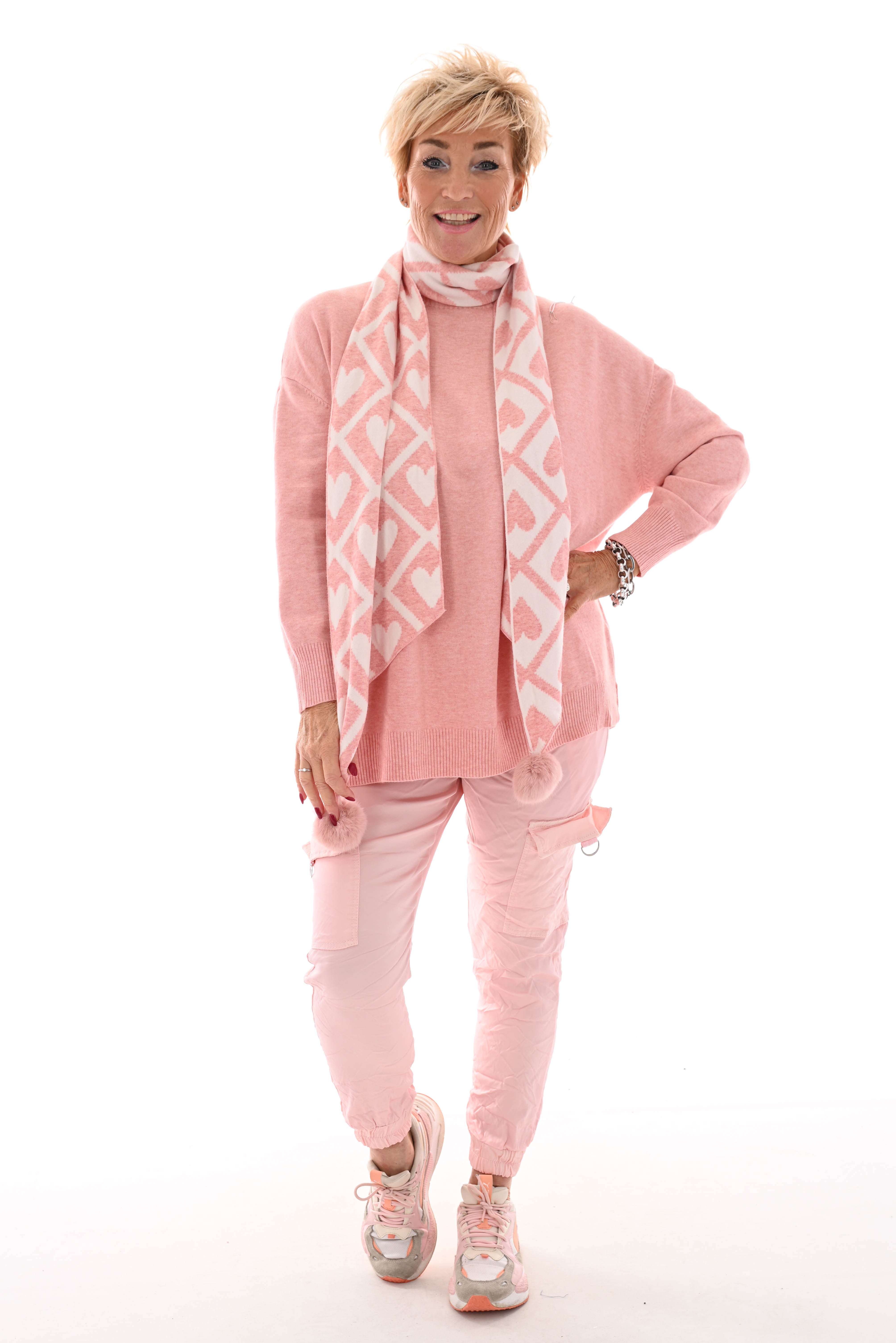 Silky stretchbroek cargo licht roze